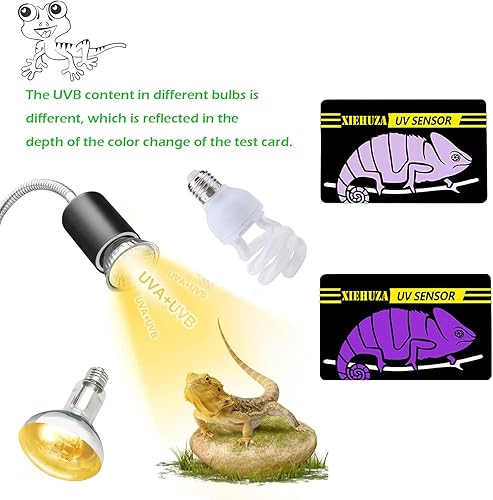 Miniatura 5 de Paquete de 5 tarjetas con sensor de prueba UVB rápida, probador reutilizable UVB para reptiles, bombilla de calefacción, indicador de tarjeta UVB