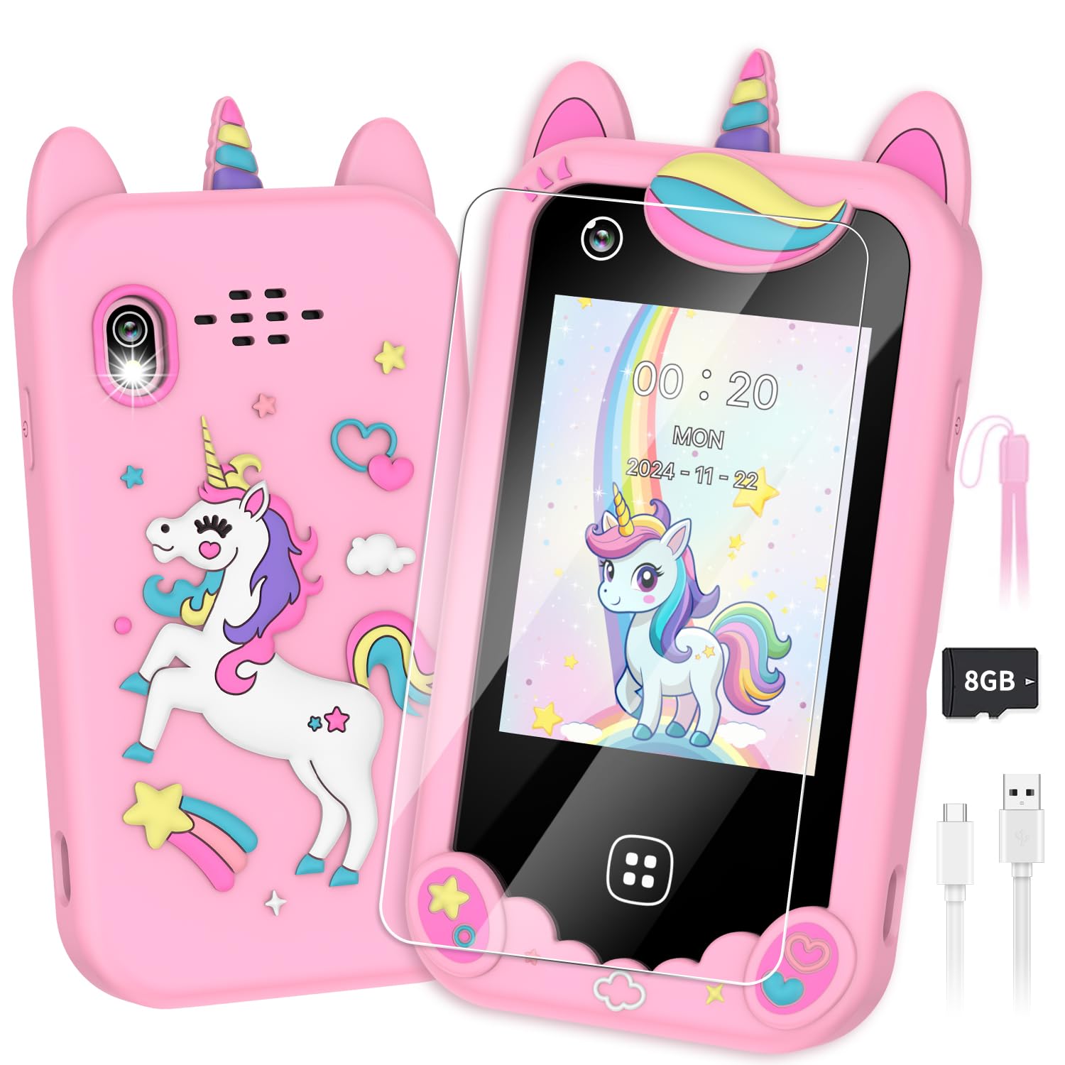 Kids Smart Phone for Girls Ages 3-8, Toy Cell Phone for Kids, Christmas Birthday Gifts for Girls, Toddler Learning Play Toy Phone with Touchscreen,