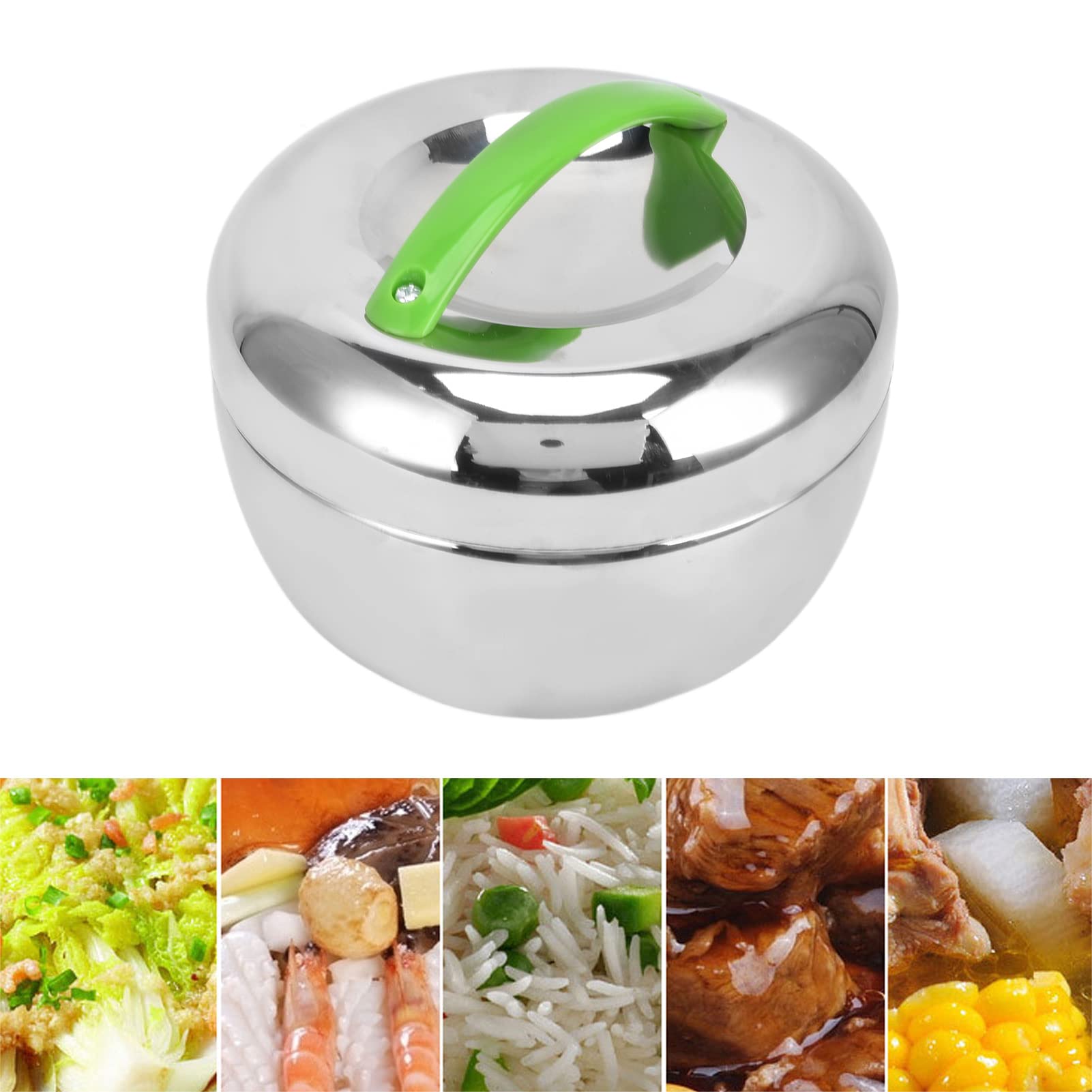 Fiambrera aislada, contenedores térmicos de Alimentos para Alimentos Calientes Caja Bento de Doble Pared de Acero Inoxidable con Compartimento y Tapa 1.3L / 44oz