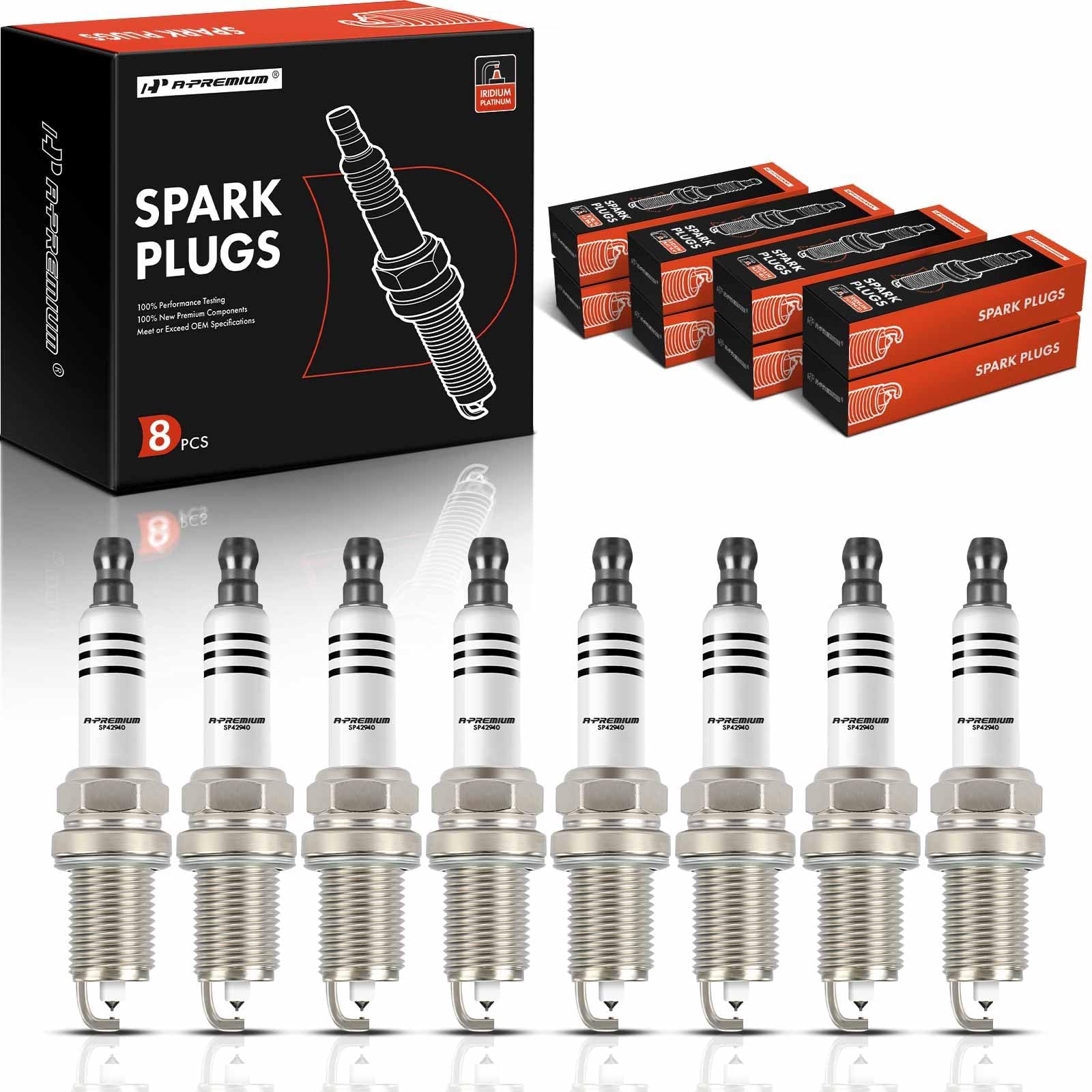 A-Premium Iridium Platinum Spark Plugs Compatible with BMW X5 2004-2010, 550i 2006-2010, 750i 2006-2008, 750Li 2006-2008, 650i 2006-2010, 4.8L, Pack of 8