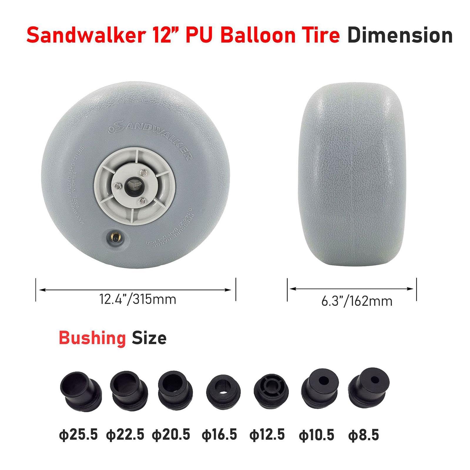 Ruedas Tipo Globo, Resistentes, de Material PU, Neumáticos Inflables de Alto Rendimiento, Accesorios para Carritos de Playa, Uso Prolongado, Fácil