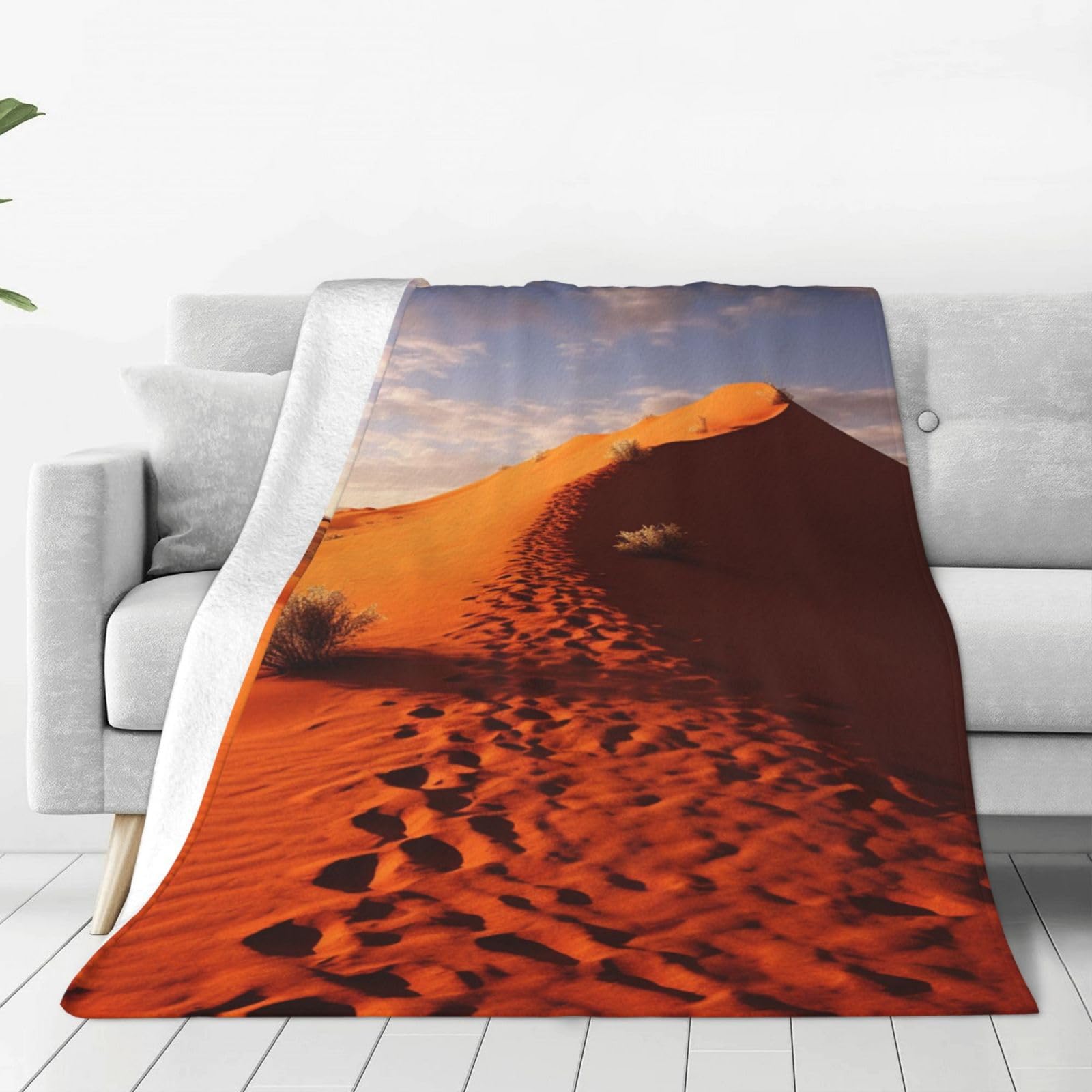 Desert Throw Blanket for Couch, Plush Fuzzy Soft Flannel Blankets and Throws for Sofa, 80"x60" Bed Blankets for Travel Camping Chair, All Season Warm Fleece Blanket