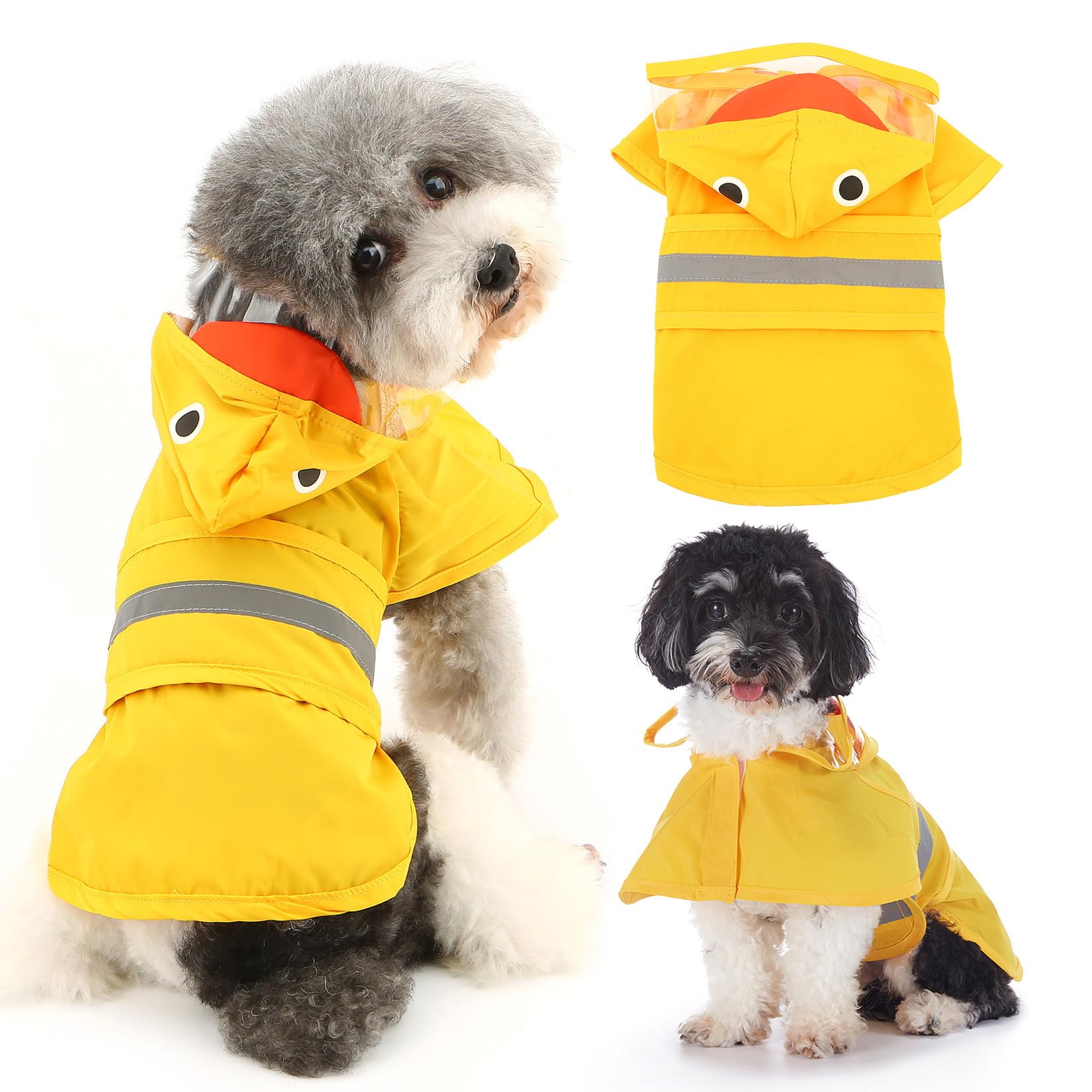 Ranphy Cute Dog Rain Jacket Slicker Poncho Pet Raincoat with Clear Hood for Small Medium Dogs Reflective Waterproof Lightweight Leash Hole Dog Rain Coat Rainwear,Yellow Duck,XXL — image 1