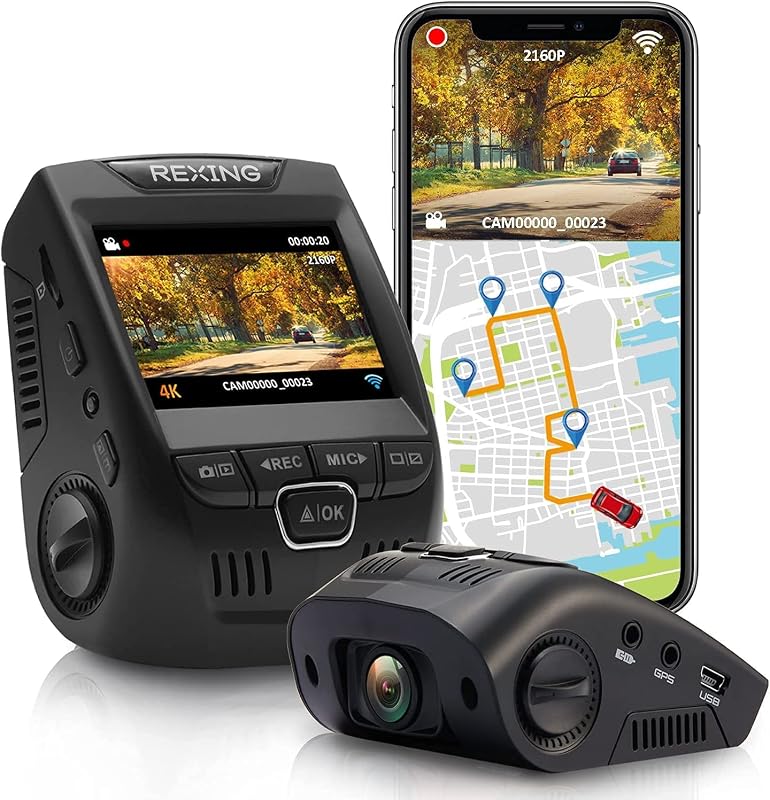 Cámara de salpicadero para auto V1GW-4K Ultra HD con registrador GPS integrado, pantalla LCD de 2,4", Wi-Fi, cámara grabadora de salpicadero gran angular de 170° con sensor G, WDR, grabación en bucle, supercondensador, aplicación celular, hasta 256 GB