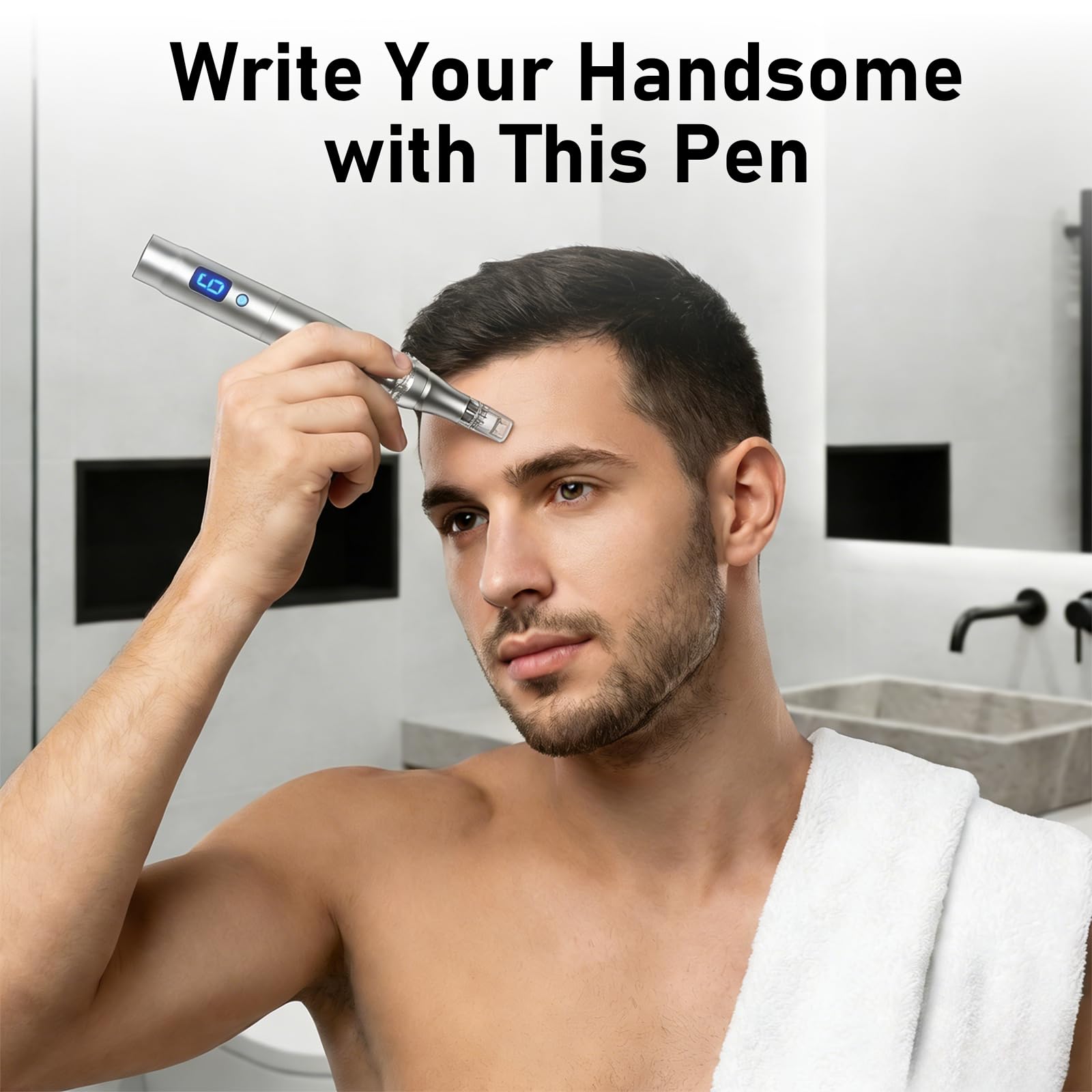 Microneedle Derma Roller Pen para mujeres y hombres, uso en casa, viajes, con 12 piezas de repuesto, kit de microagujas de 0.25 mm para piel