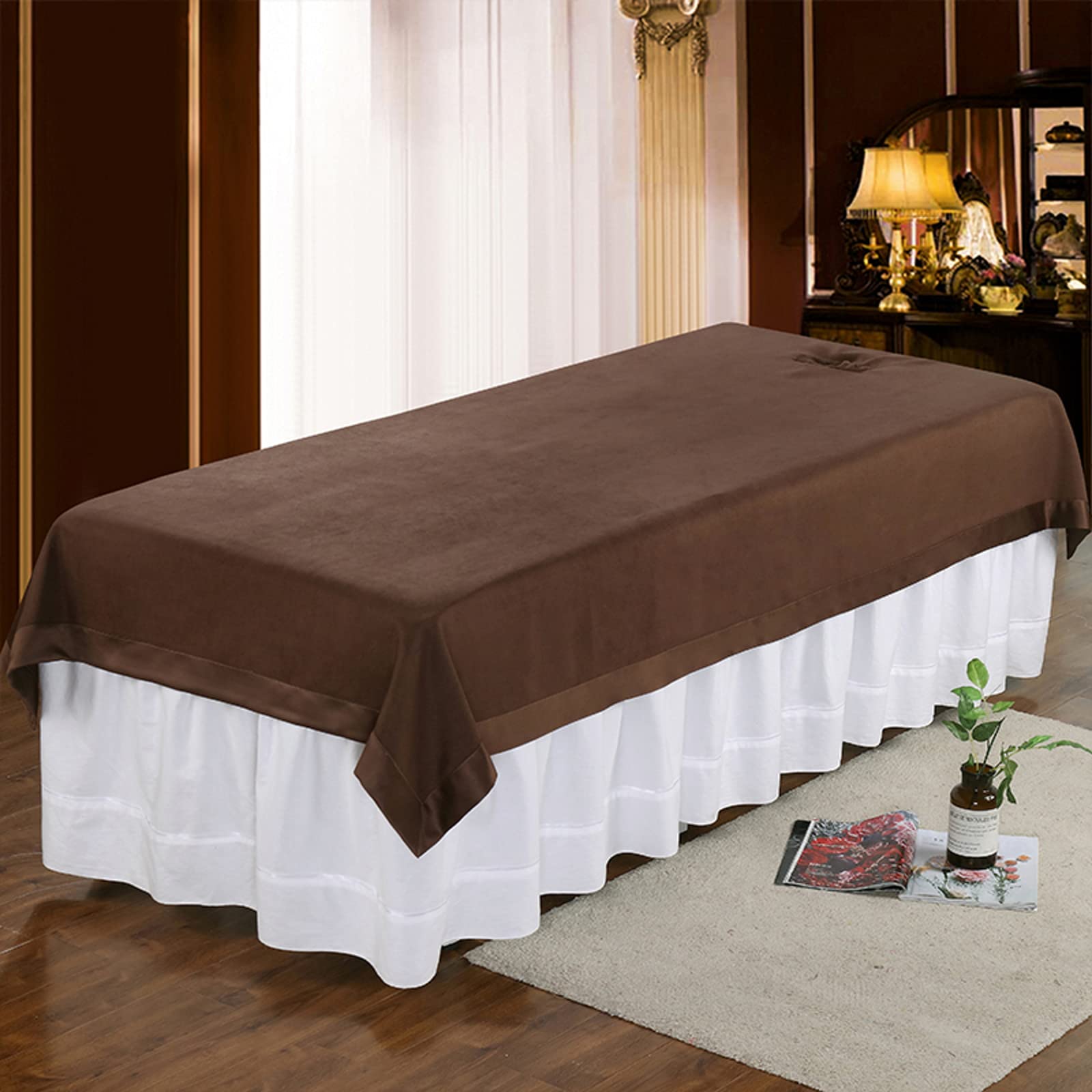 Drap de massage imperméable 230x130cm avec trou facial pour table de spa en salon de beauté