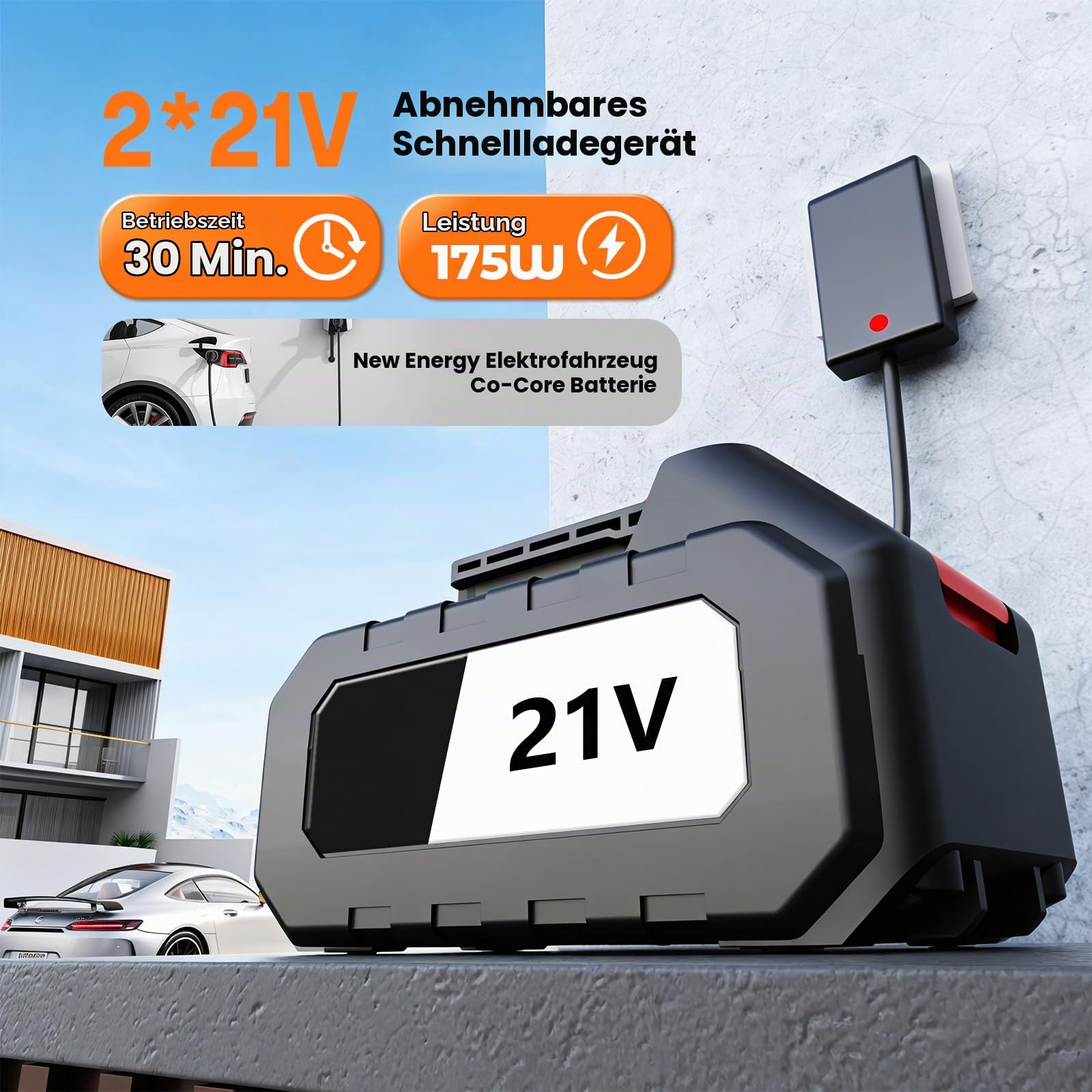 auvstar Akku Hochdruckreiniger,Waschpistole Mobiler mit 2 Akku,Hochdruckreiniger Akku mit 6-in-1 Multifunktionsdüse 10M Schlauch,für Balkon und Auto Wäsche