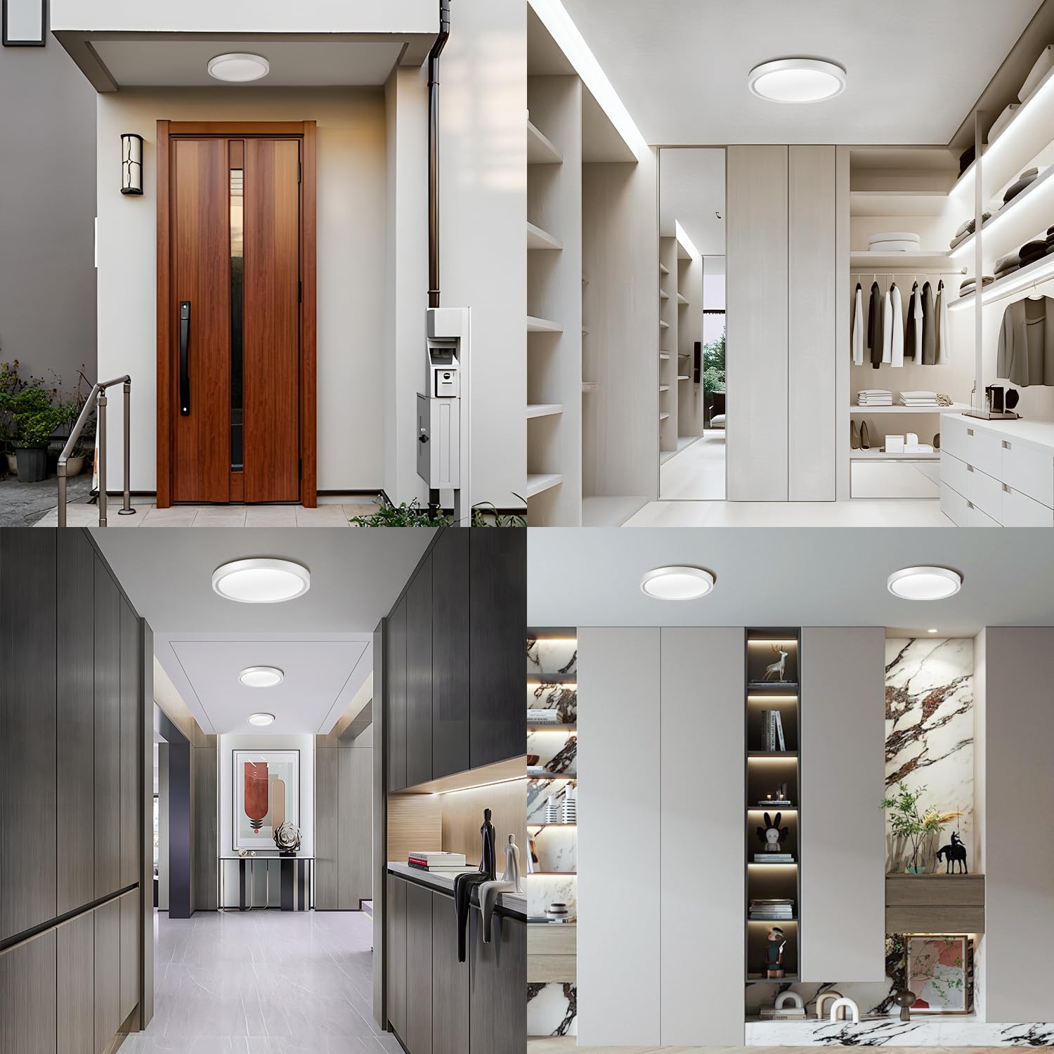 2er Lámpara de techo LED con sensor de movimiento para interiores, con detector de movimiento por radar, ultrafina, ideal para pasillos, escaleras y cocinas, blanco neutro 4000 K, φ23 cm