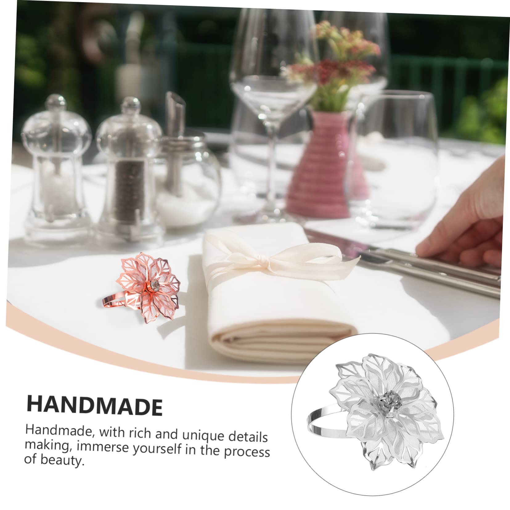 TOPBATHY 24piezas Aros De Servilleta De Forma De para Decoración De Mesa Bodas y Plateados Rosa Dorado