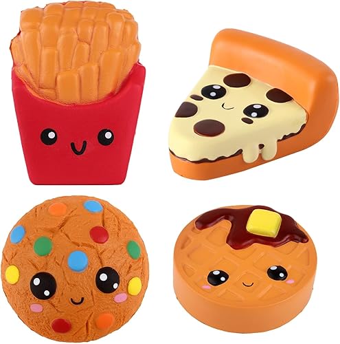 Anboor Juego de 3 piezas de comida Squishies hamburguesa kawaii taza de café para gatos juegos de galletas para niños recuerdos de fiesta regalos