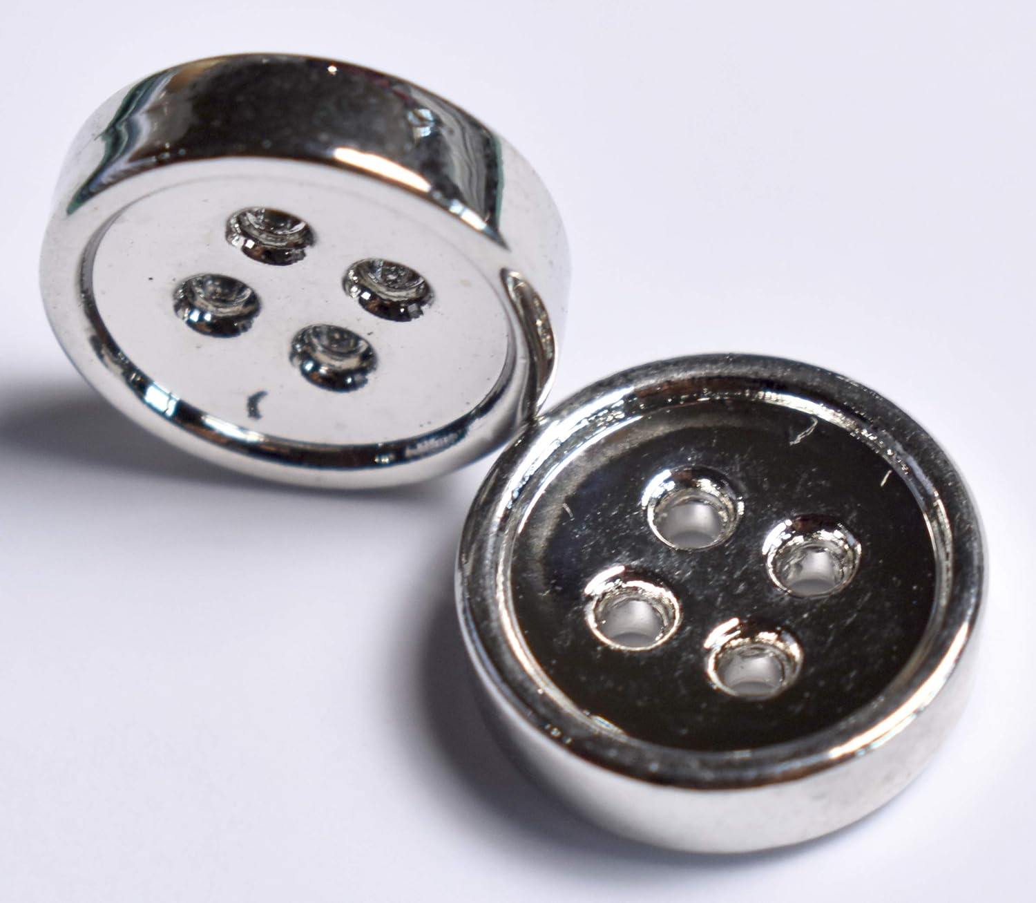 Thick Round Metal Shirt Buttons 4 Holes 11.5mm (Silver Qty 8) Amazon