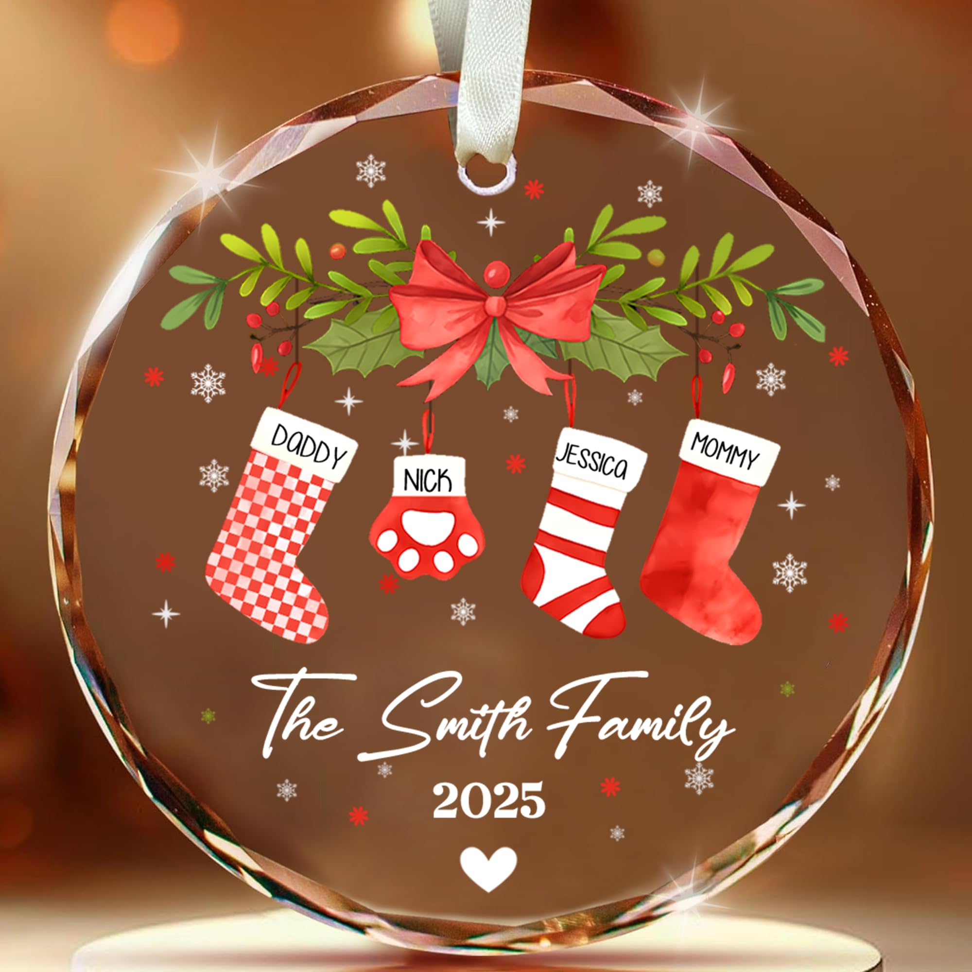 Fastpeace Personalized Family Christmas Ornament – Custom Stockings with Names – Christmas, New Year, Family Reunion – Tree Decoration for Mom, Dad, Kids, Pets – 2025 Keepsake — image 1