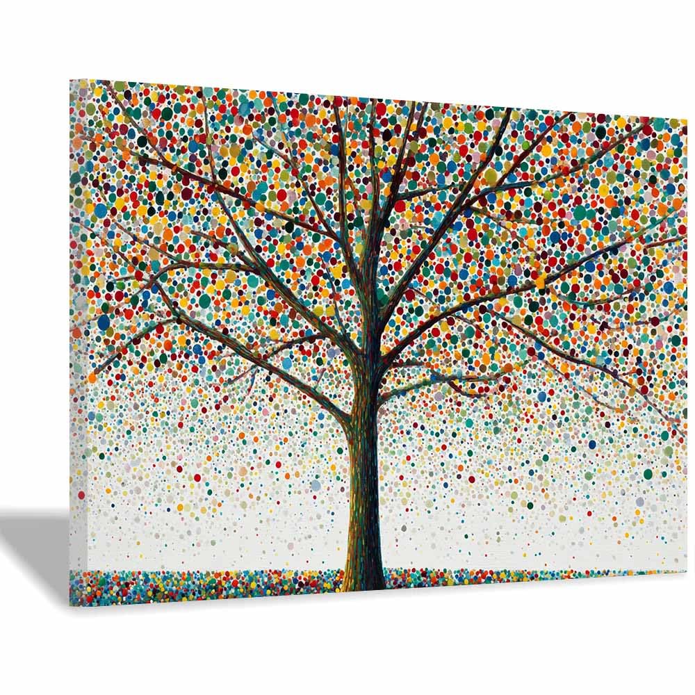 ZAMAEIU The tree of life Dotted trees flourish Canvas Paintings Abstract Tree,Wall Art Poster Modern Room Bedroom Home Decor Geometric Print Patterns(multicolored)-30x50cm Framed