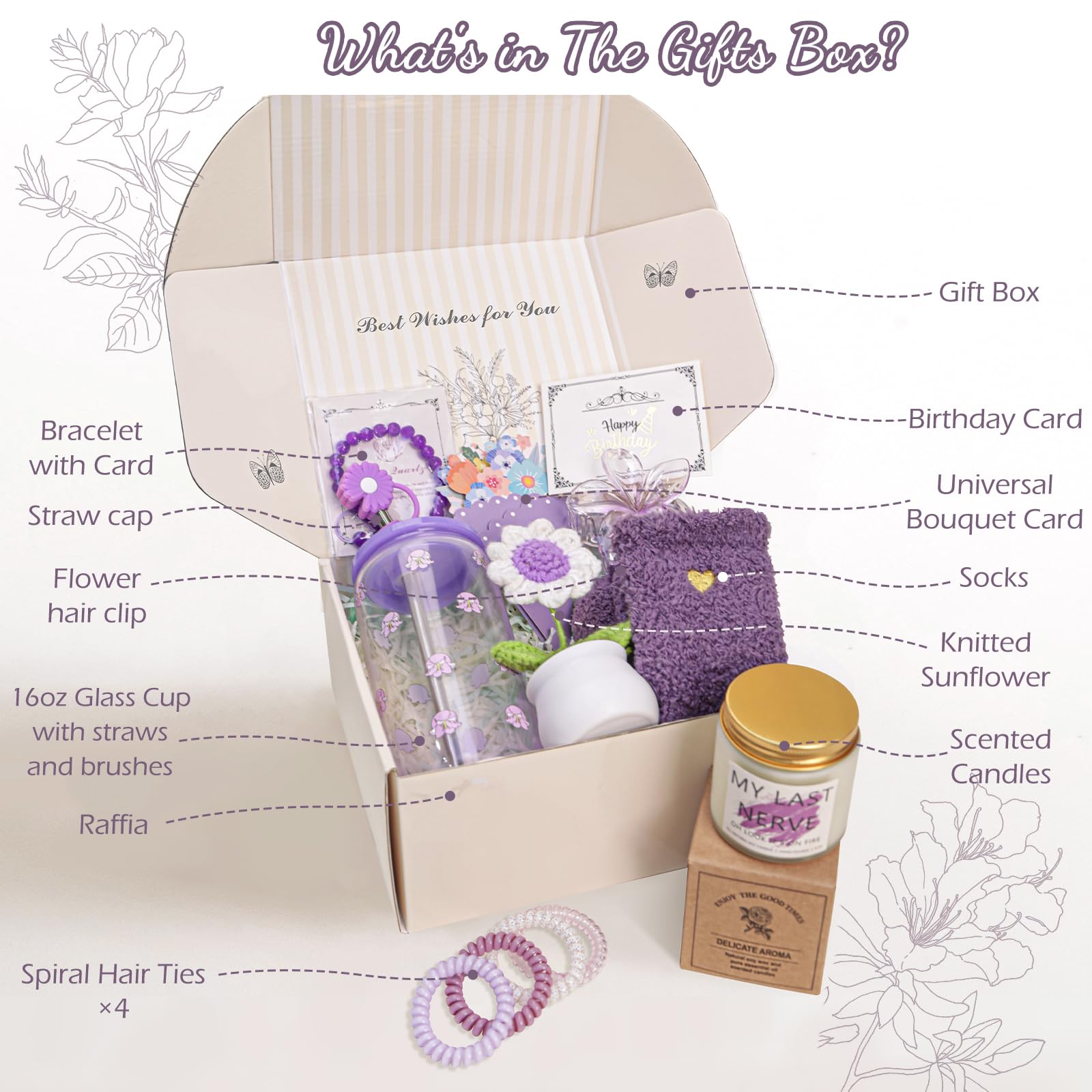 Regalos de cumpleaños para adolescentes, mujeres, ella, cestas de regalo únicas de feliz cumpleaños para niñas, mejor amiga, hermana, caja de regalo de Navidad para hija, novia, juego de regalo de 14