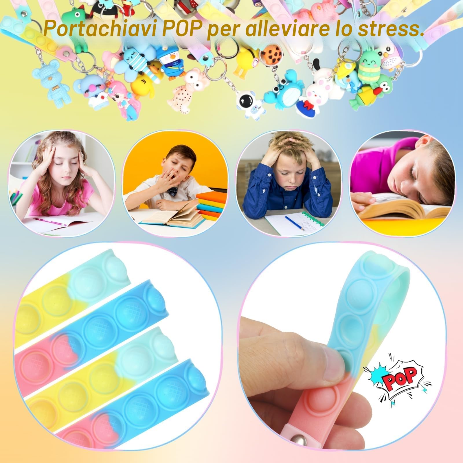 Gudotra 32 Pezzi Portachiavi Animale Gadget Compleanno Bambini con Pop it Fidget Toys Antistress Regalini per Invitati Alunni Fine Anno Scolastico Pensierini per Bambini Dopo Festa