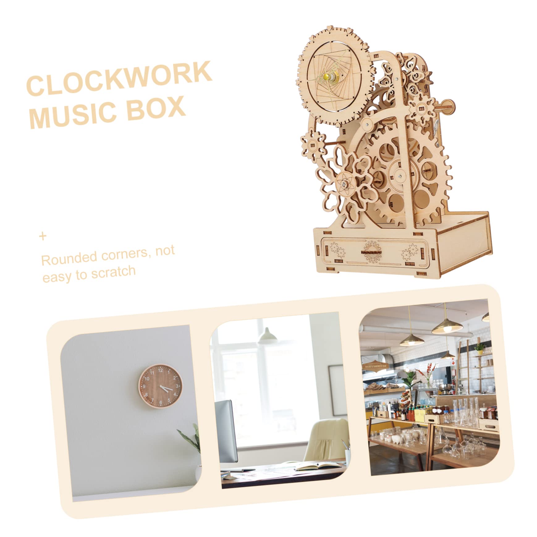 Caja de Música de Madera para Ensamblar 1 Juego Marrón