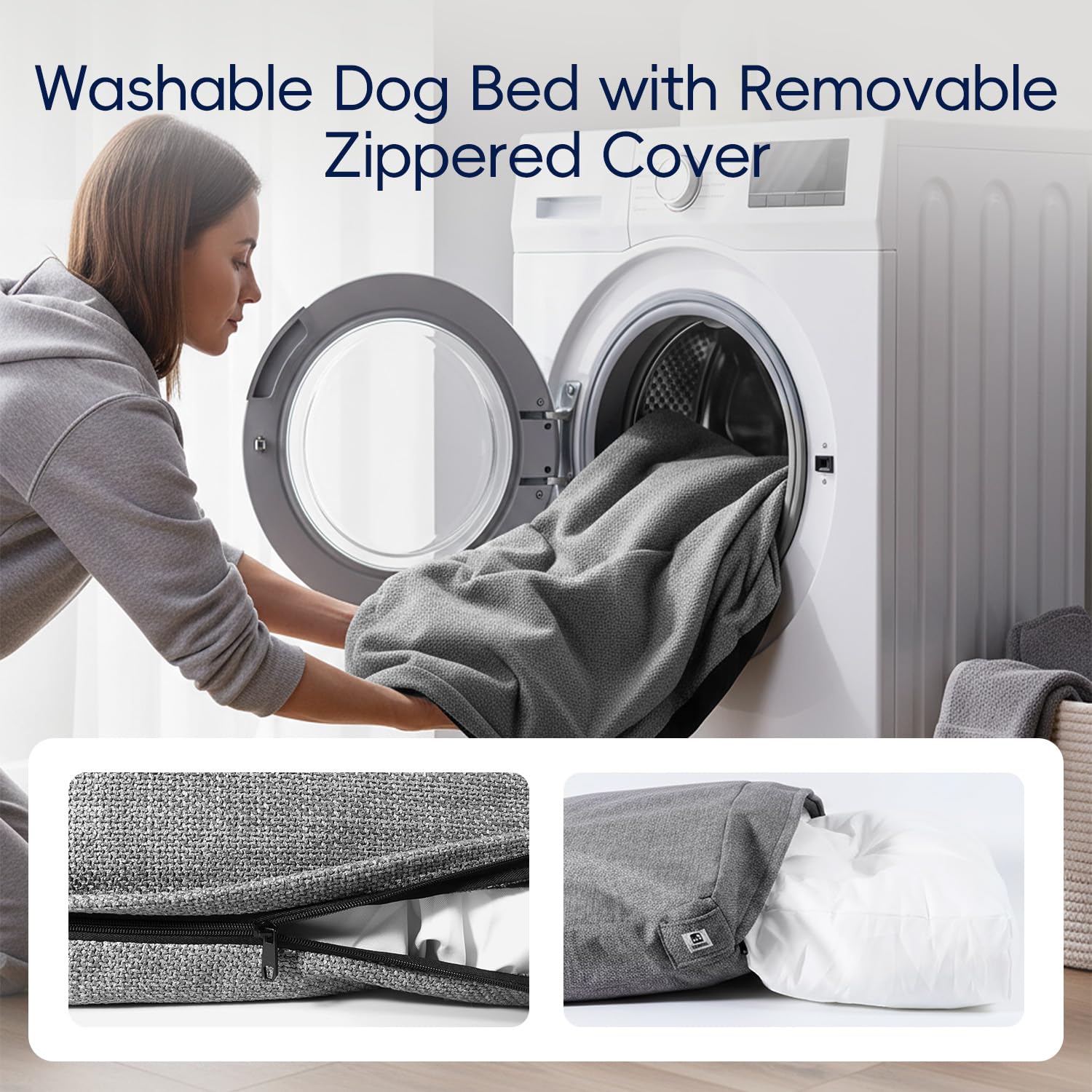 Sytopia 42 Inch Indestructible Dog Beds for Large Dogs, XL Chew Proof Dog Bed, Waterproof Pet Crate Pad with Chew-Resistant Removable Cover, Great for Indoor, Outdoor, Crate, Patio Use (Grey) - image 5