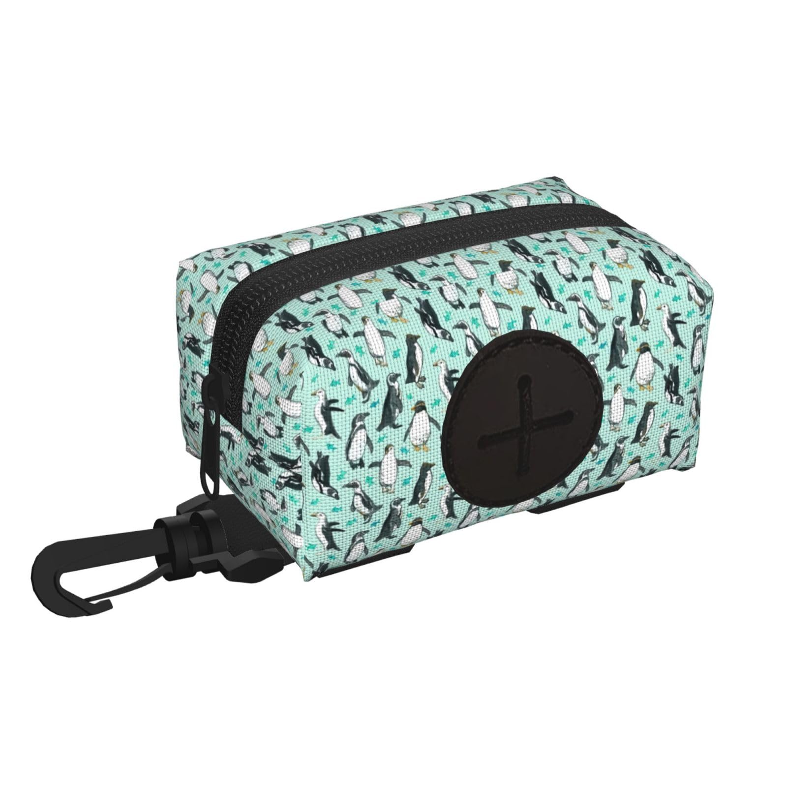 Pphgut Black Cute Penguins Print Waterproof Pet Waste Treat Bag Outdoor Walking Hiking Pouch Camping Accessory