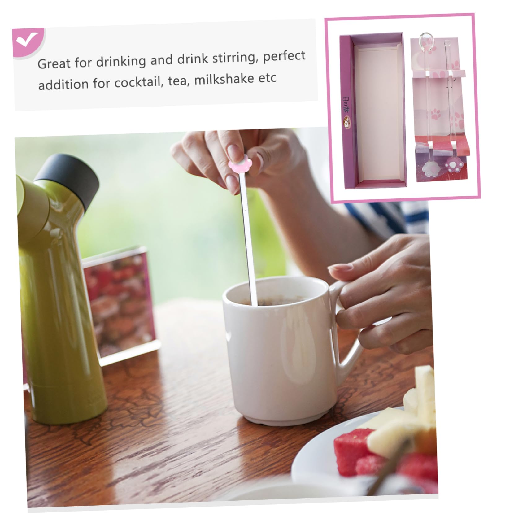 OFFSCH 1Set Premium Glass Swizzle Stick Creative Stirring Sticks for Cocktails Juice Wine Drink Stirrer for Home Bar Shop and Parties