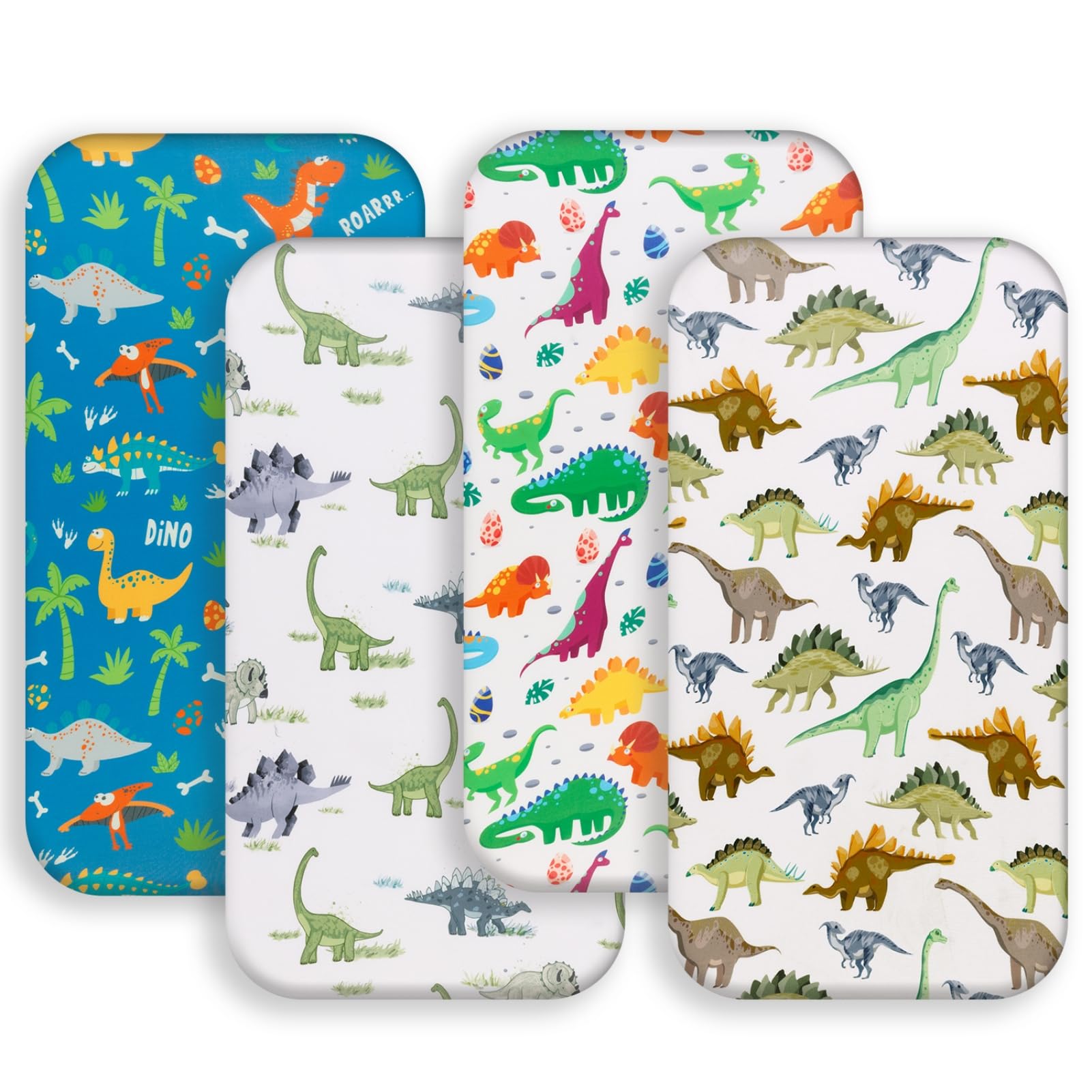 4 Pack Baby Boy Bassinet Sheets Set Soft Fitted Baby Boy Mattress Covers Construction Truck or Dinosaur Theme Breathable Toddler Sheets for Infant
