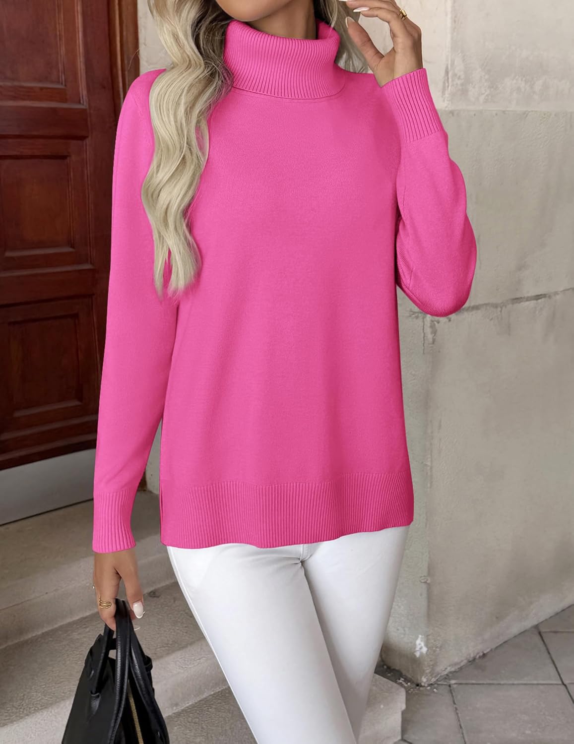 Zeagoo Women's Turtleneck Sweater Long Sleeve Spilt Hem Casual Knit Pullover Chunky Fall Winter Jumper Top 2026 - Image 4