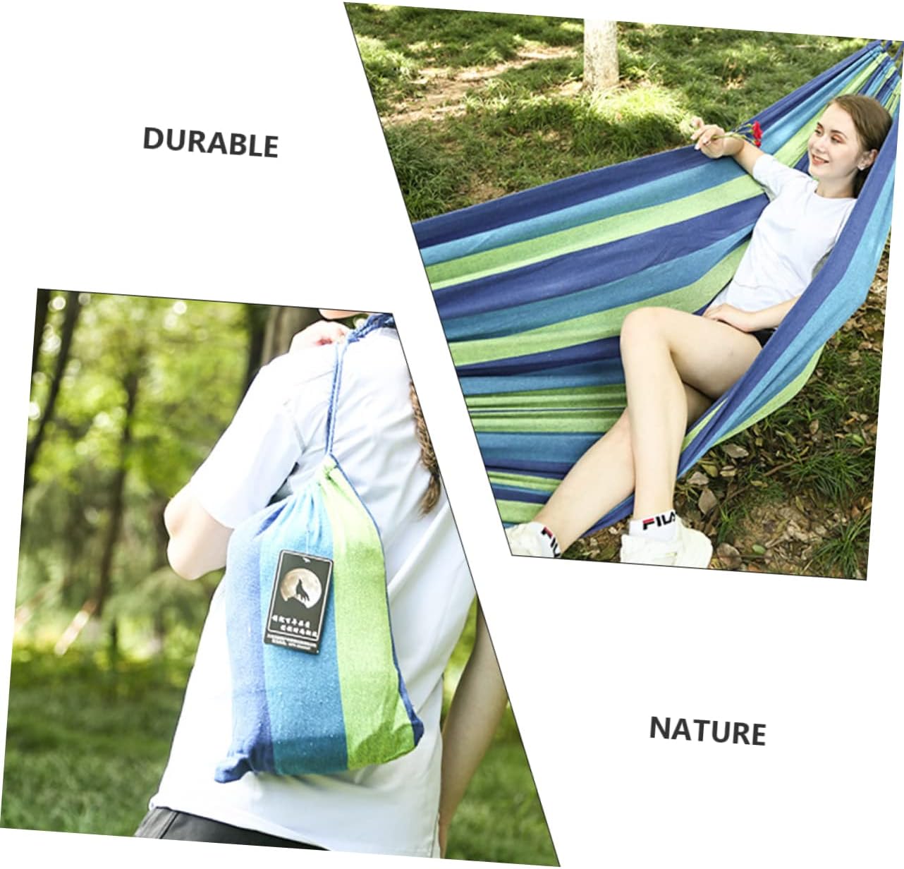 Double Person Outdoor Canvas Hammock for Camping and Beach Use Portable Widened Swing Accessories for Travel and Relaxation