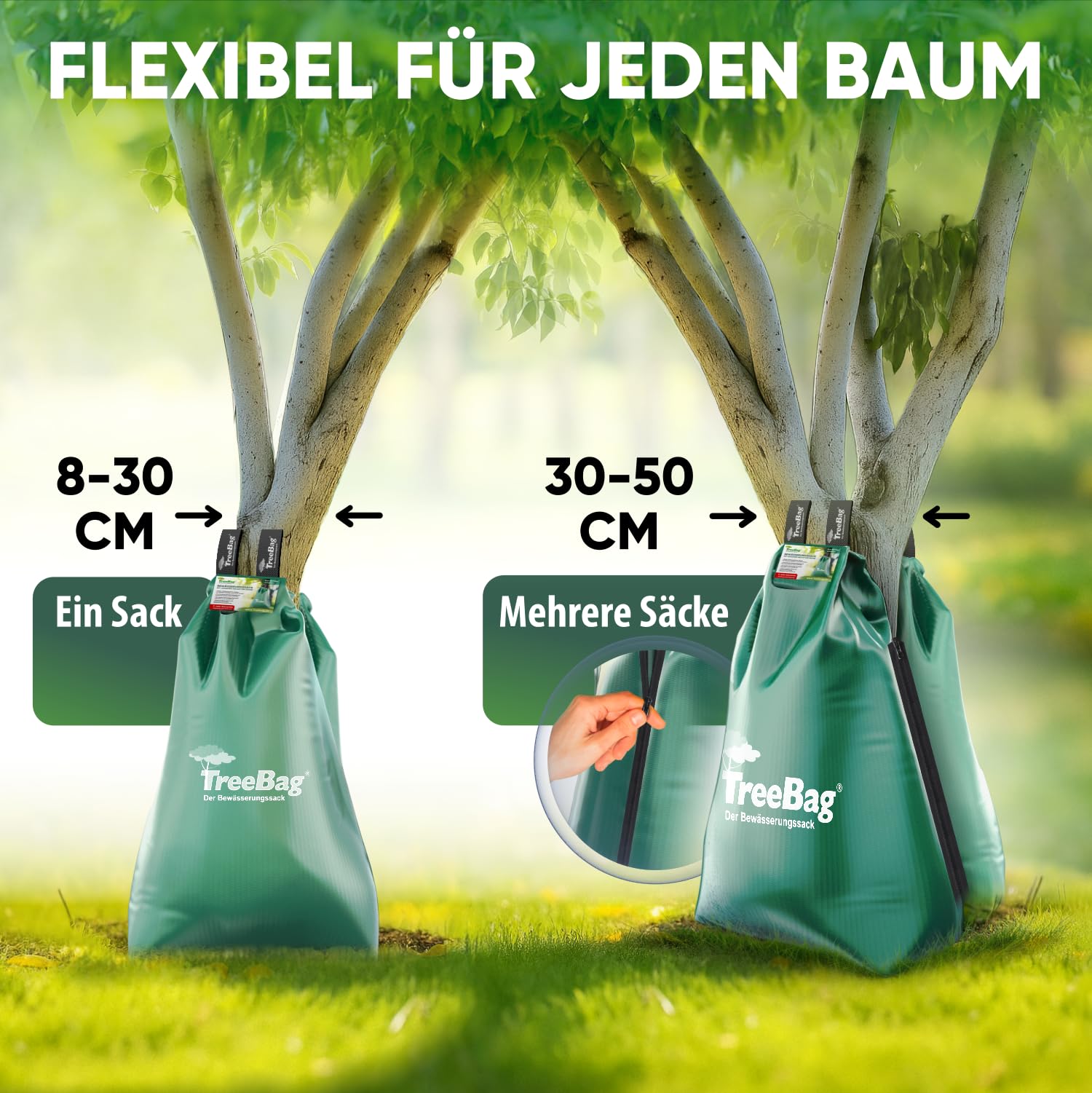 Wassersack für Bäume 2 x 75L – UV-stabiler Baumbewässerungssack aus PVC – Effektiver Bewässerungssack Baum für Garten & Stadtgrün
