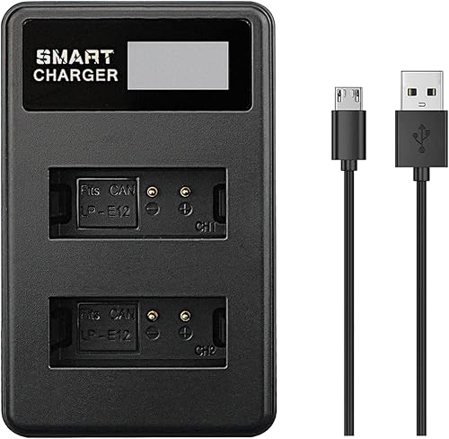 Miniatura 3 de 2 baterías LP-E12 LPE12 de 1250 mAh con cargador de batería dual para EOS M10, EOS M50, EOS M50 Mark II, EOS M100, EOS M200, EOS M, EOS M2, Kiss M,