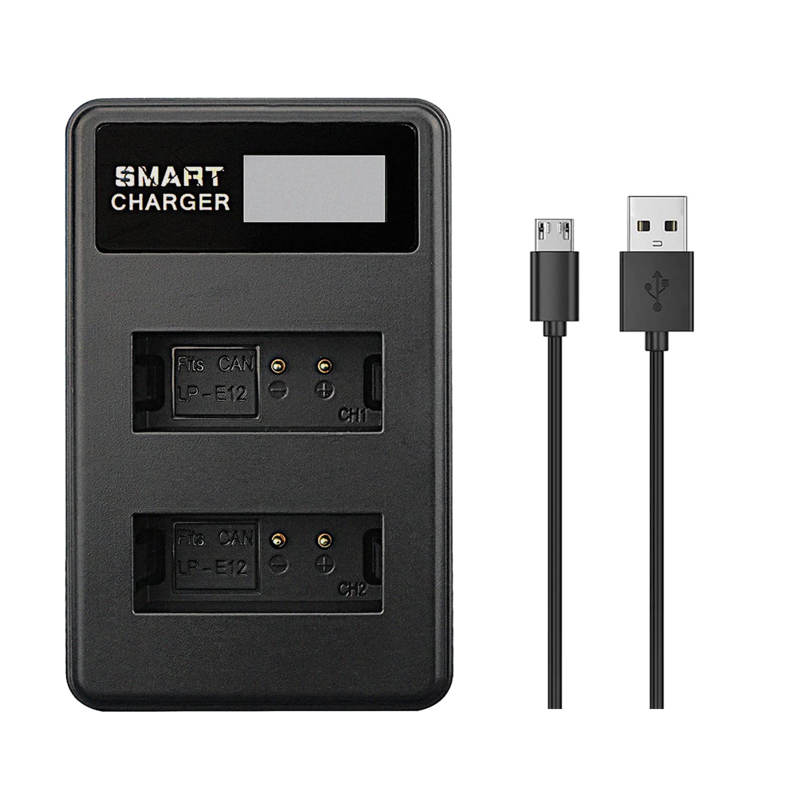 2 Piezas 1250 mAh LP-E12 LPE12 Batería con Cargador de batería para Canon EOS M100, Rebel SL1, EOS 100D, EOS M, EOS M2, EOS M10 Cámaras Digitales (2 pcs Battery with Charger)