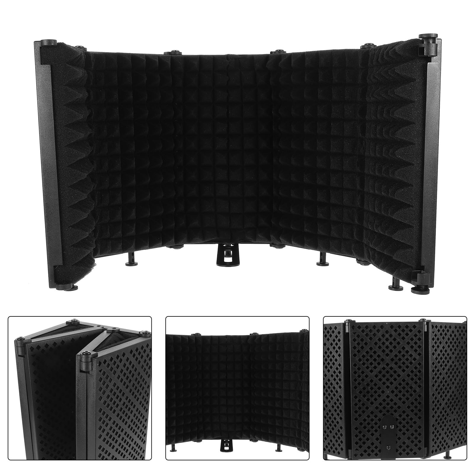 Mikikit Faltbarer Mikrofon Isolationsschirm 5 Panel mit Schallabsorbierendem Schwamm und Windschutz für Professionelle Gesangs und Filmaufnahmen