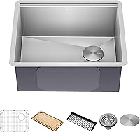 Vista 17 de KRAUS Kore KWU110-30-100-100MB - Lavaplatos de cocina con estación de trabajo, 30 pulgadas, montaje empotrado, cuenco individual, de acero Acero