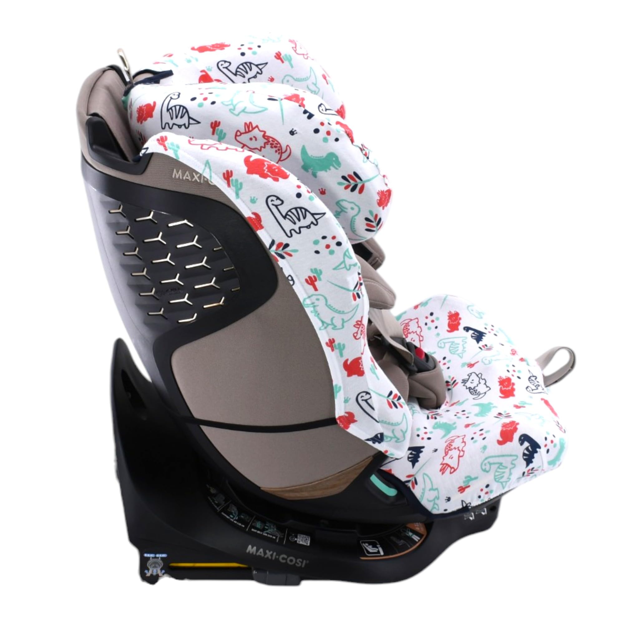 JYOKO Kids Bezug aus Bio-Baumwolle für Maxi-Cosi Emerald 360 Pro | Kompatibel mit Maxi-Cosi Emerald 360 Pro, Bio-Baumwolle, Dino Party, hergestellt in Barcelona.