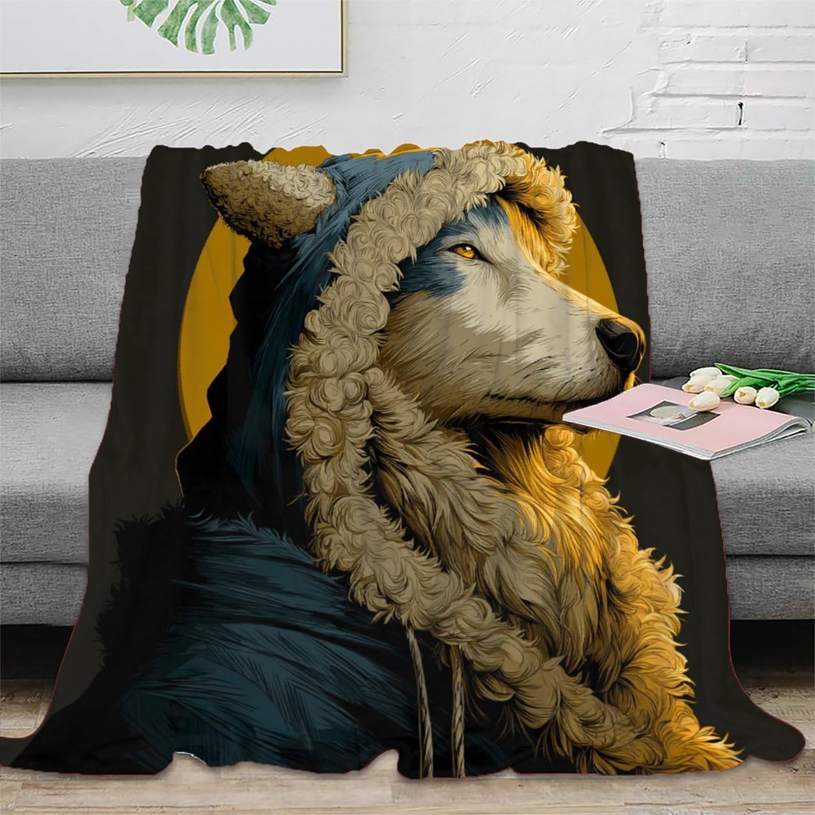 Wolf Ropa Cama Para Adolescente Estampada Manta De Felpa Cómoda Y Suave Y Esponjosa Adecuada Para Sofá Cama Sofá 80x90inch(200x230cm)