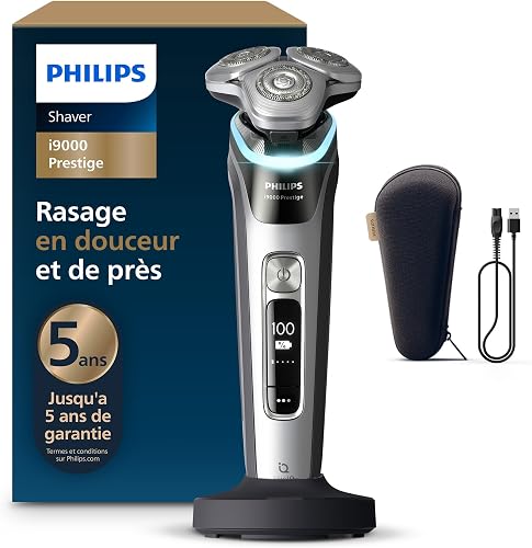 Philips Shaver i9000 Prestige, Wet & Dry Electric Shaver, Dark Slate Nova, with Skin IQ Technology, Triple Lift & Cut System, 360 Rotating Dual SteelPrecision Blades, Model XP9204/10 - 1
