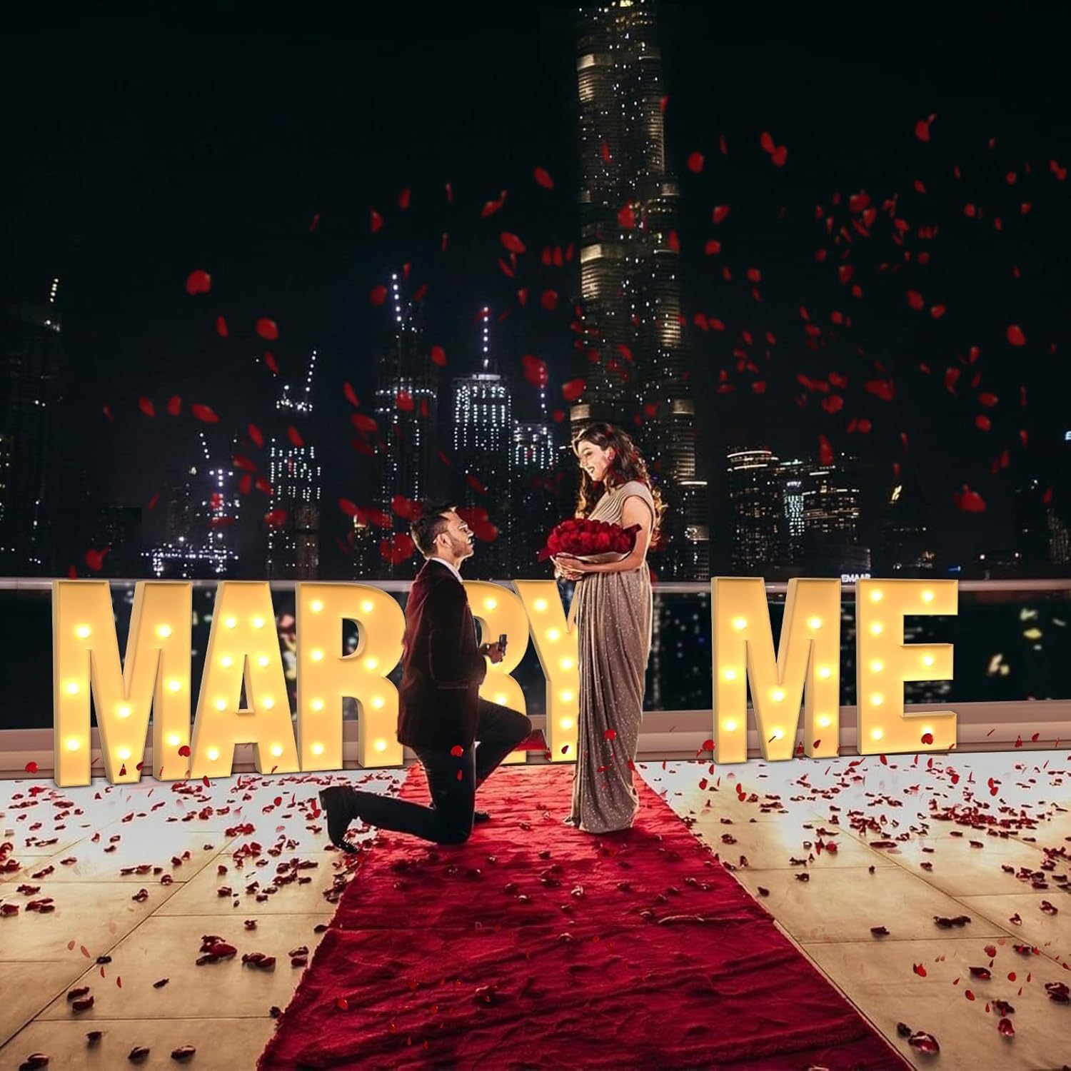 imprsv 4FT Marquee Light Up Letters A, Large Light Up Letters for Anniversary Weeding Room Decor, Big Letters for Party Decorations, Marry Me Light Up Letters, Foam Letter - Image 6