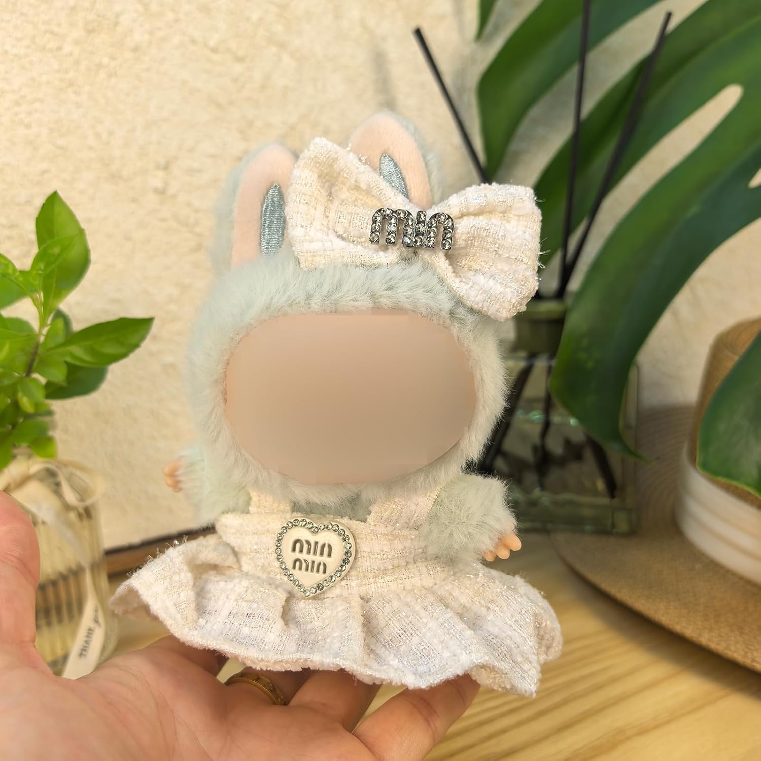 3 - Piece Clothes Set 14 - 17cm Cute labooboo Outfits with Accessories | White Dress, Bow Clip & C’s Bag (No Doll) Compatible with Pop Mart The Monsters La Bubu
