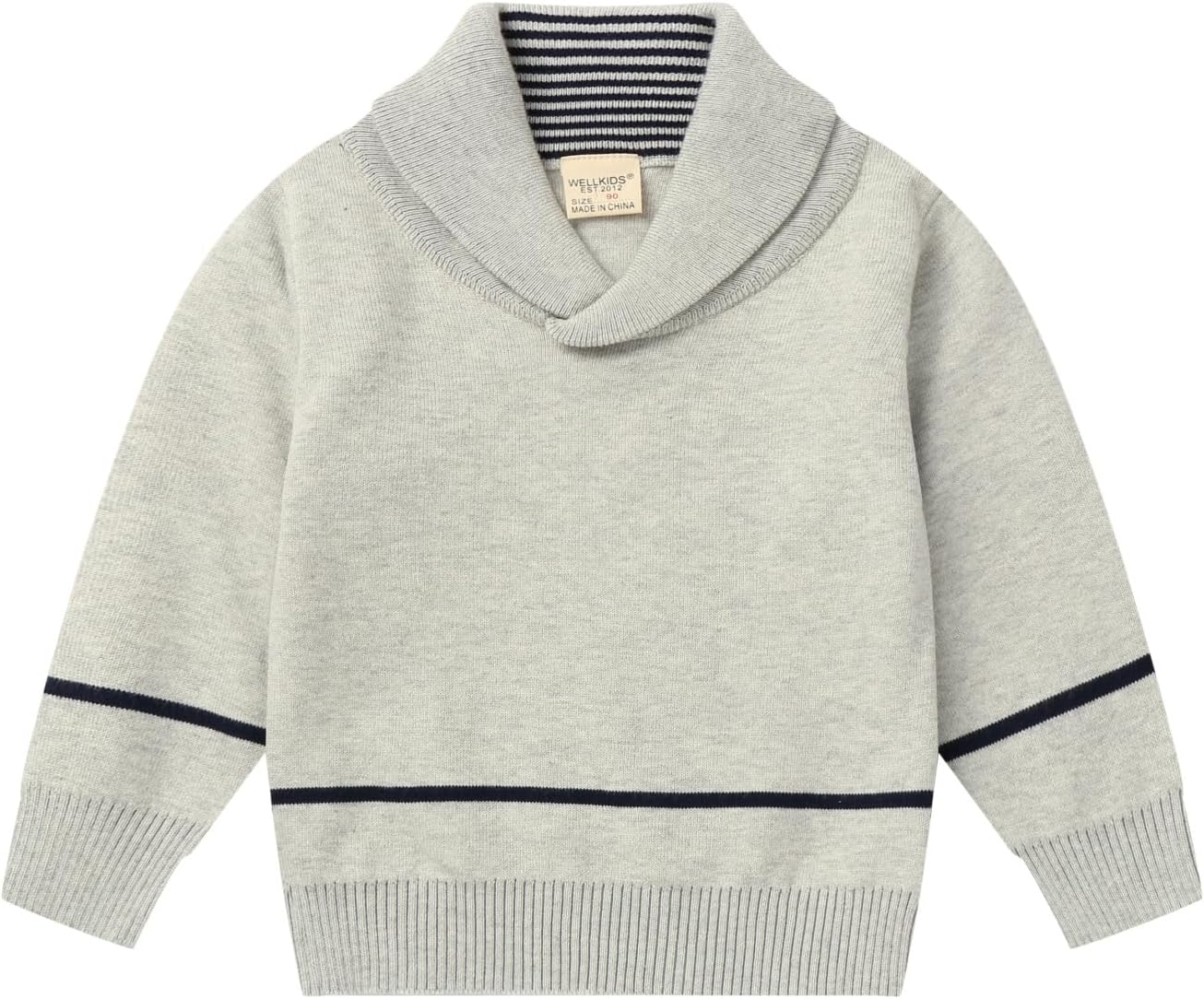 Mud Kingdom Kids Knit Pullover Sweater Shawl Collar with Long Sleeve Unisex Preppy Style for Boys 2T-Size 6