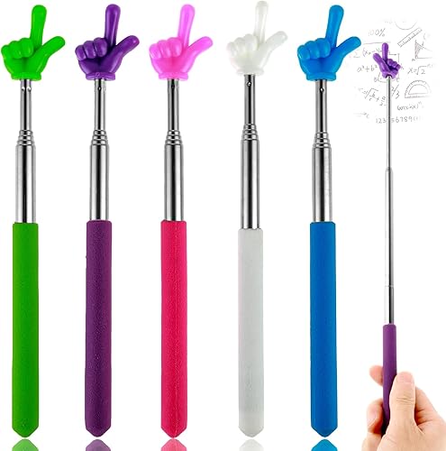 5 unidades telescópico de dedo para profesores, mini mano retráctil, puntero de aula, puntero de pizarra blanca para presentación, suministros para