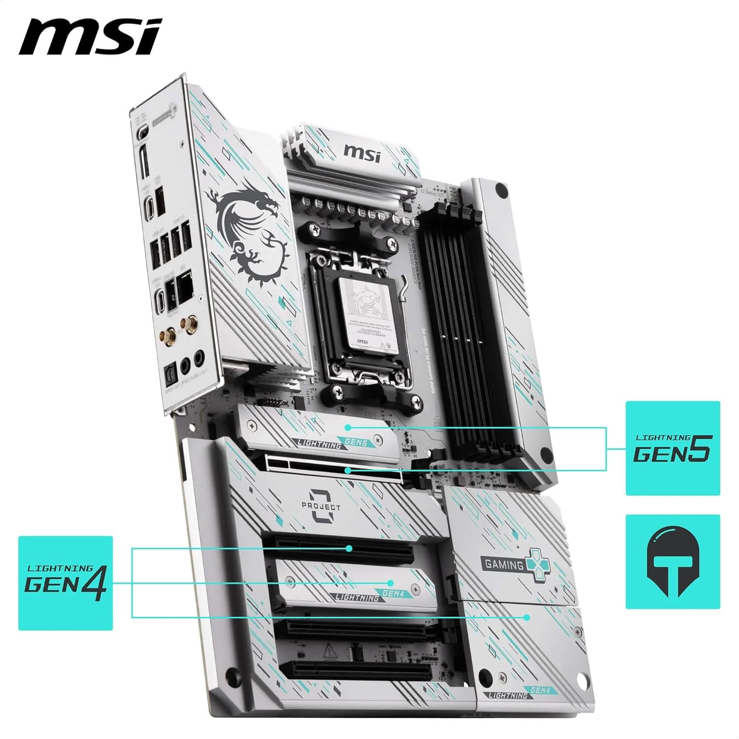 MSI B850 Gaming Plus WiFi PZ Motherboard, ATX - Supports AMD Ryzen 9000/8000/7000 Processors, AM5 - DDR5 Memory Boost 8200+ MT/s (OC), PCIe 5.0 x16, M.2 Gen5, Wi-Fi 7, 5G LAN