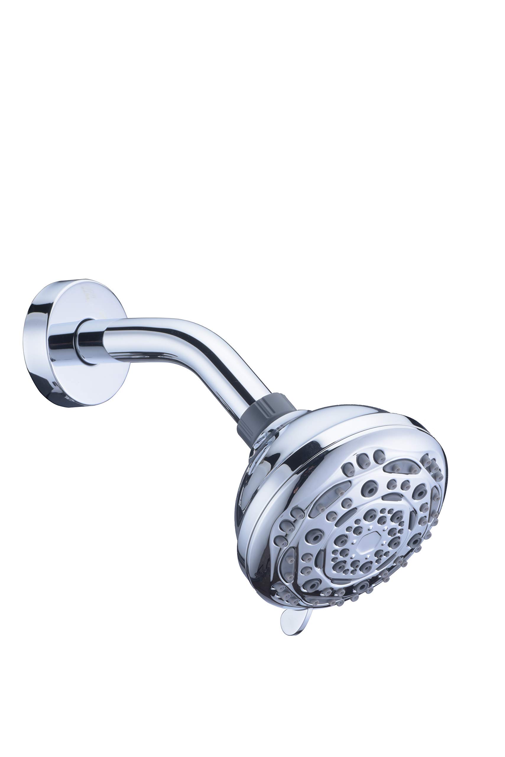AMAZING FORCE 7 Setting Shower Head with Shower Arm Holder High Pressure Chrome Shower Head for Low Water Pressure 4 Inch Easy Tool Free Installation Chrome