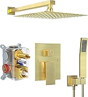 Vista 20 de Juego de Grifo de Ducha, Sistema de Ducha con Regadera de Lluvia de 12 Pulgadas y Regadera Manual, Juego de Regadera de Alta Presión Montada