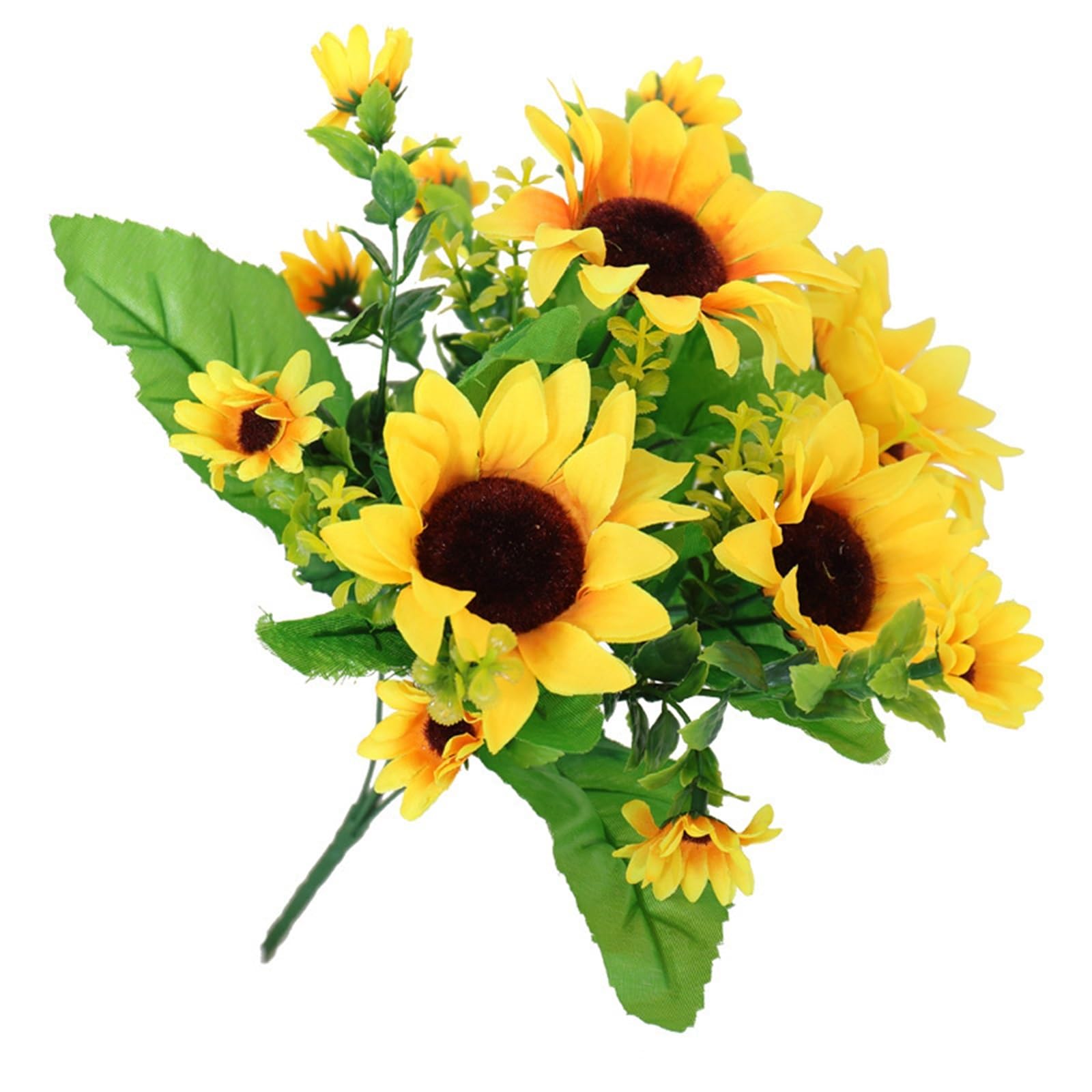 Dcrxz Artificial Flowers 5 Bunches 13 Heads Artificial Sunflowers 30cm Shrubs Fake Flower Bouquet for Garden Home Room Wedding Cafe Store Party Decoration
