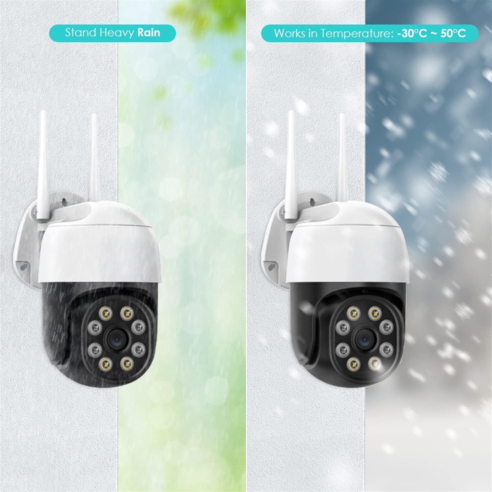 Kamera bezpieczeństwa, 5MP kamera w chmurze Ai wykrywanie człowieka automatyczne śledzenie wideo cctv monitorująca zewnętrzna 1080P dwukierunkowa PTZ IP(2MP Add 64GB Card)