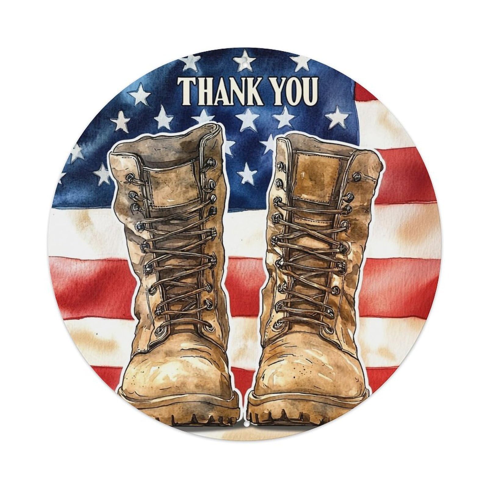 American Flag Boots Thank You Metal Tin Sign Plaque