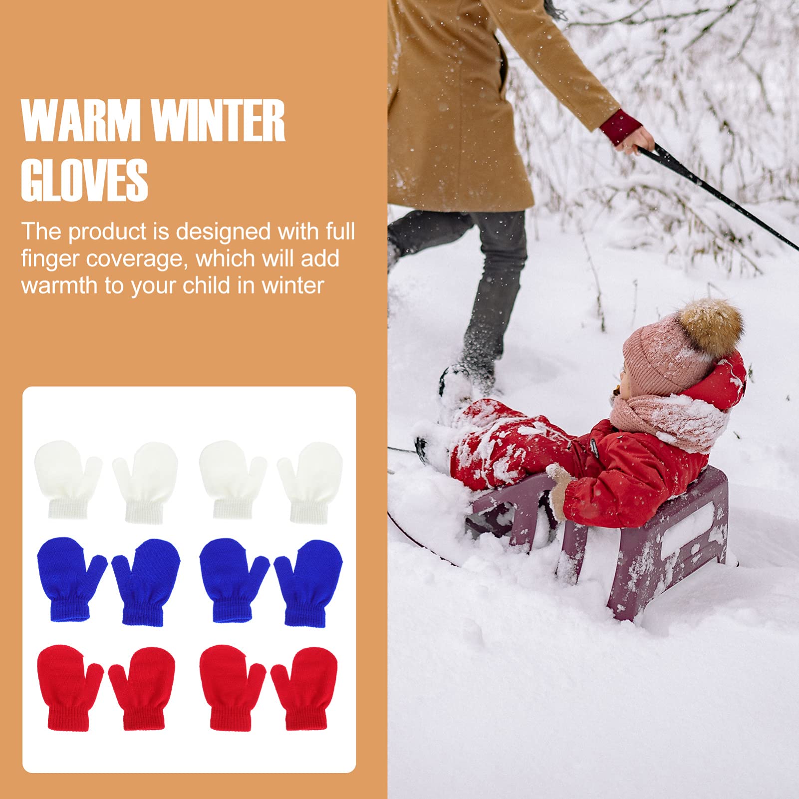 VALICLUD Guantes Rellenos De Calcetín De Navidad Frío Mitones Infantiles Mitones Calientes Mitones De Punto Gorro Forro Polar Mitones Bebe Botines Hilo Acrílico