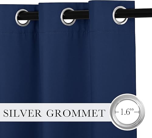 Miniatura 77 de RYB HOME Juego de 2 paneles de cortinas opacas grises de 63 pulgadas de largo, cortinas sólidas resistentes para oscurecer la habitación