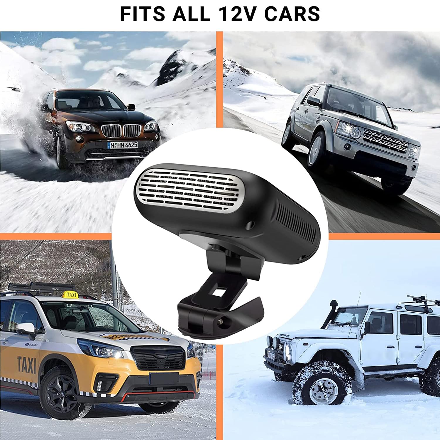 Riscaldatore per Auto 12V 150W, riscaldatore e sbrinatore Portatile per Auto con Rotazione a 360°, sbrinatore per Parabrezza con Spina per accendisigari