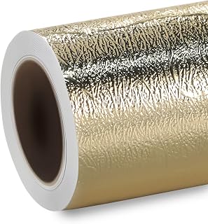 HTVRONT Textured Metallic Permanent Vinyl, 12" x 6ft Champagne Gold Chrome Self-Adhesive Vinyl Compatible with Cricut Cutting Machine, Silhouette, Cameo Cutters, Signs, Scrapbooking (Champagne Gold)