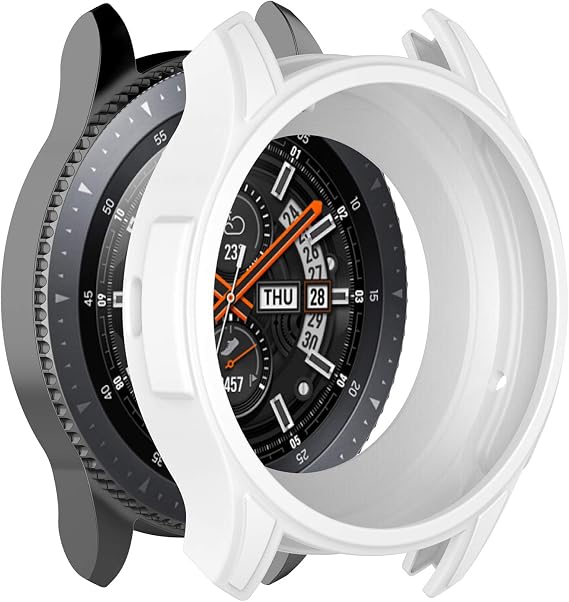 Case Fit Samsung Galaxy Watch (46mm) /Gear S3 Frontier Protector Case, 3Pcs Soft TPU Shock-Proof Protective Bumper Sleeve Cover Case for Galaxy Watch (46mm) /Gear S3 Frontier (Black Blue White)