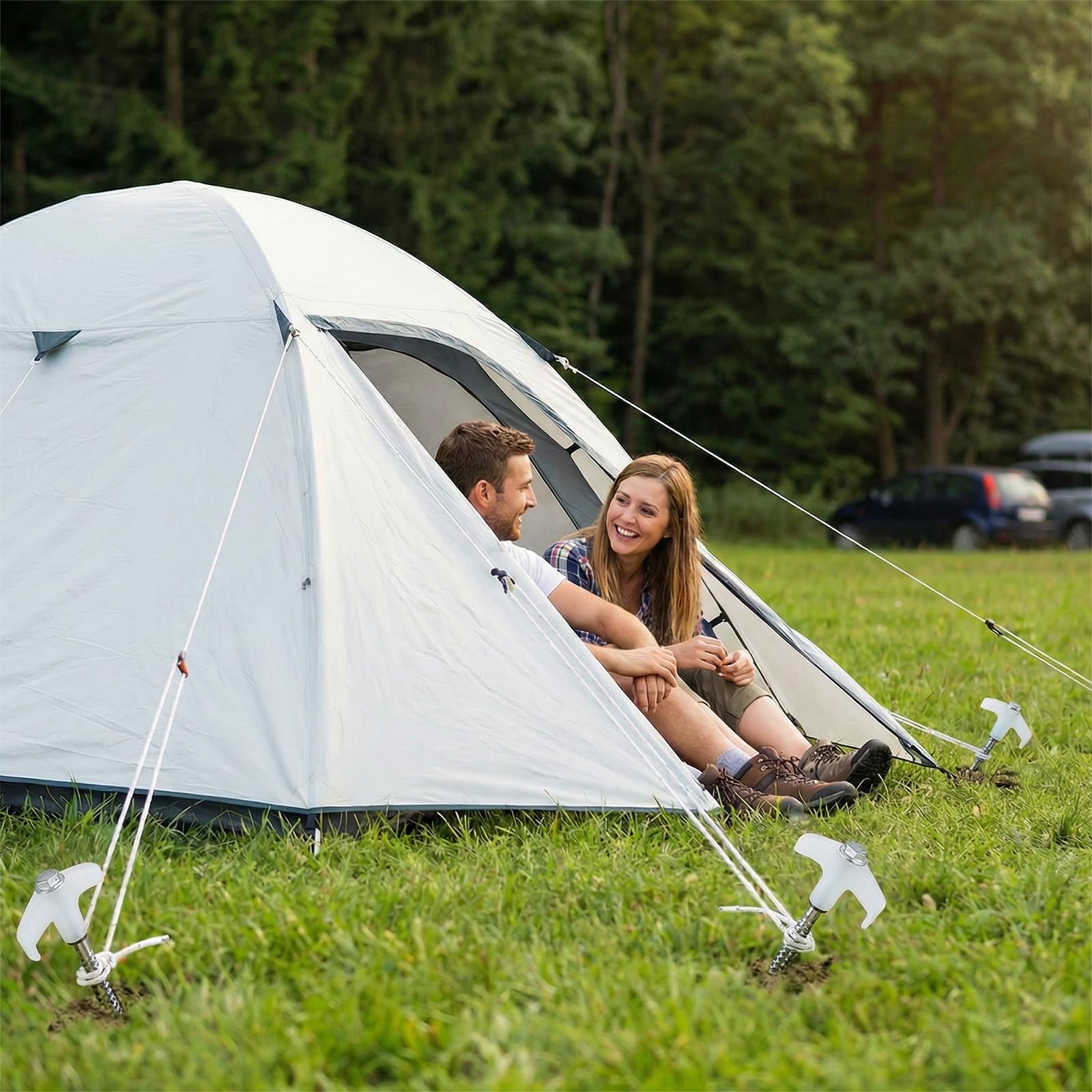 12 Stück 20,3 cm robuste Zeltheringe zum Einschrauben, Metall-Campingpfähle, Bodenanker, Gewindepfähle für Vordächer, Gartenarbeit, Hof, aufblasbare Gegenstände, mit Innensechskant und